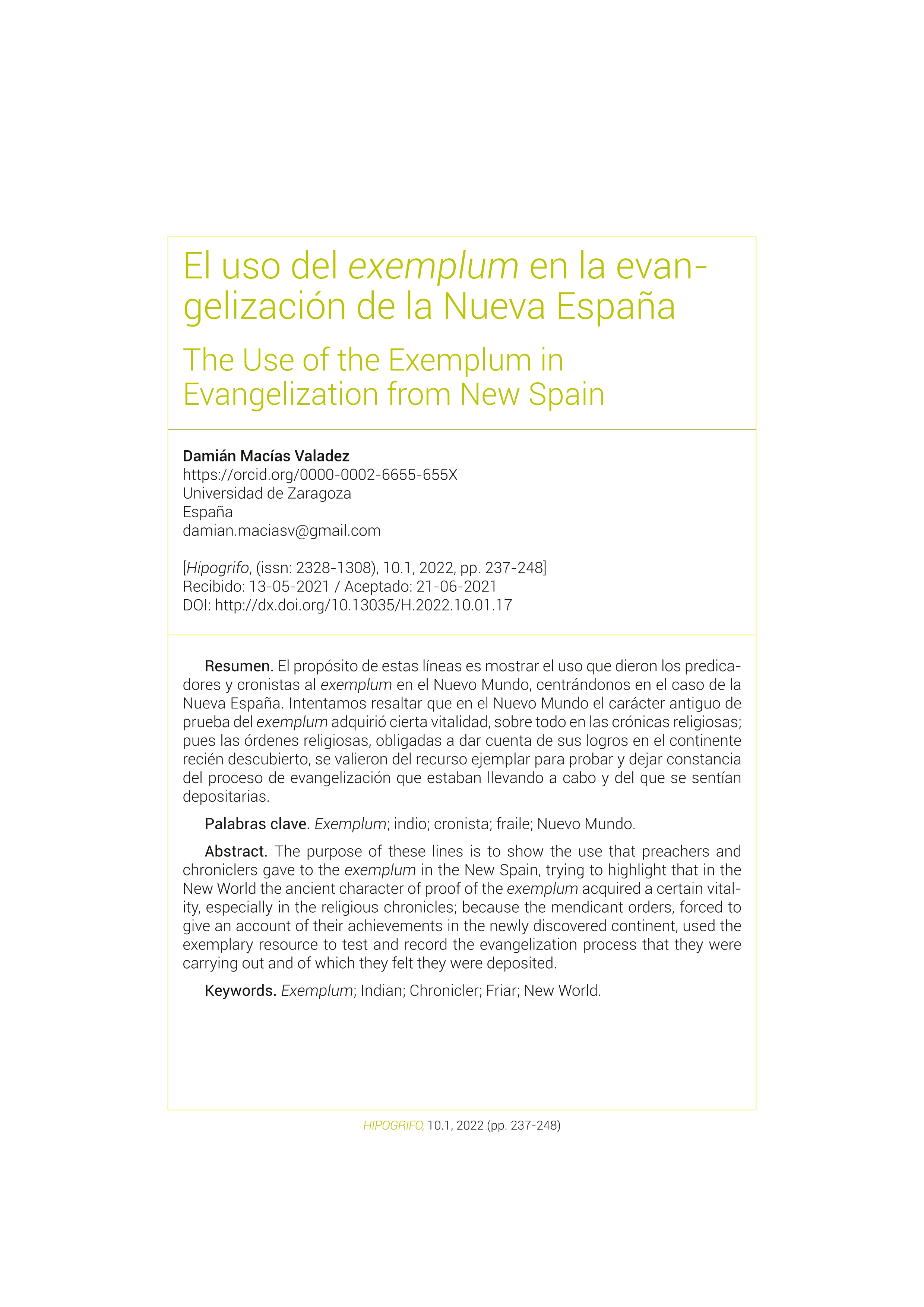 El uso del Exemplum en la evangelización de la Nueva España