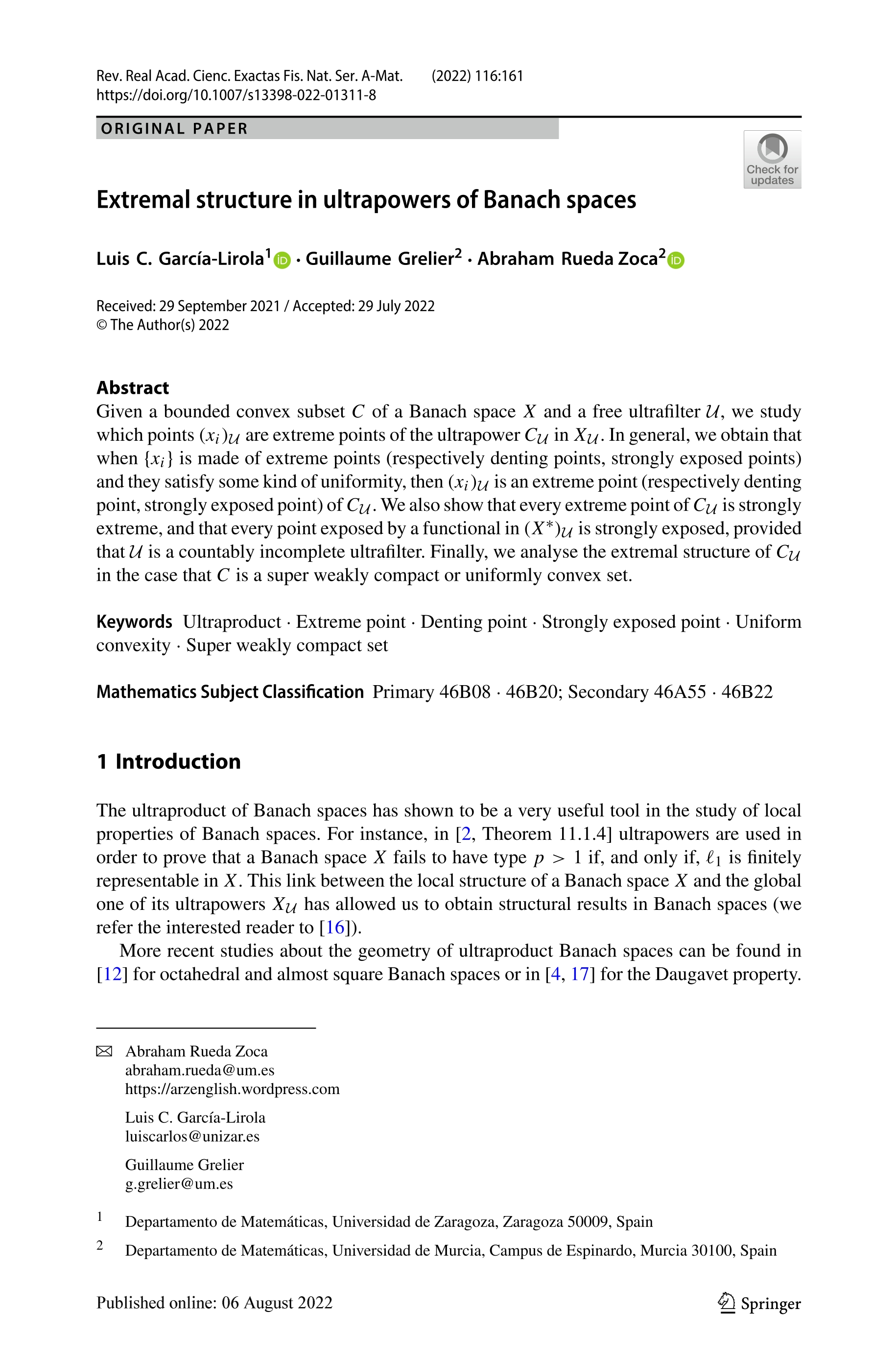 Extremal structure in ultrapowers of Banach spaces