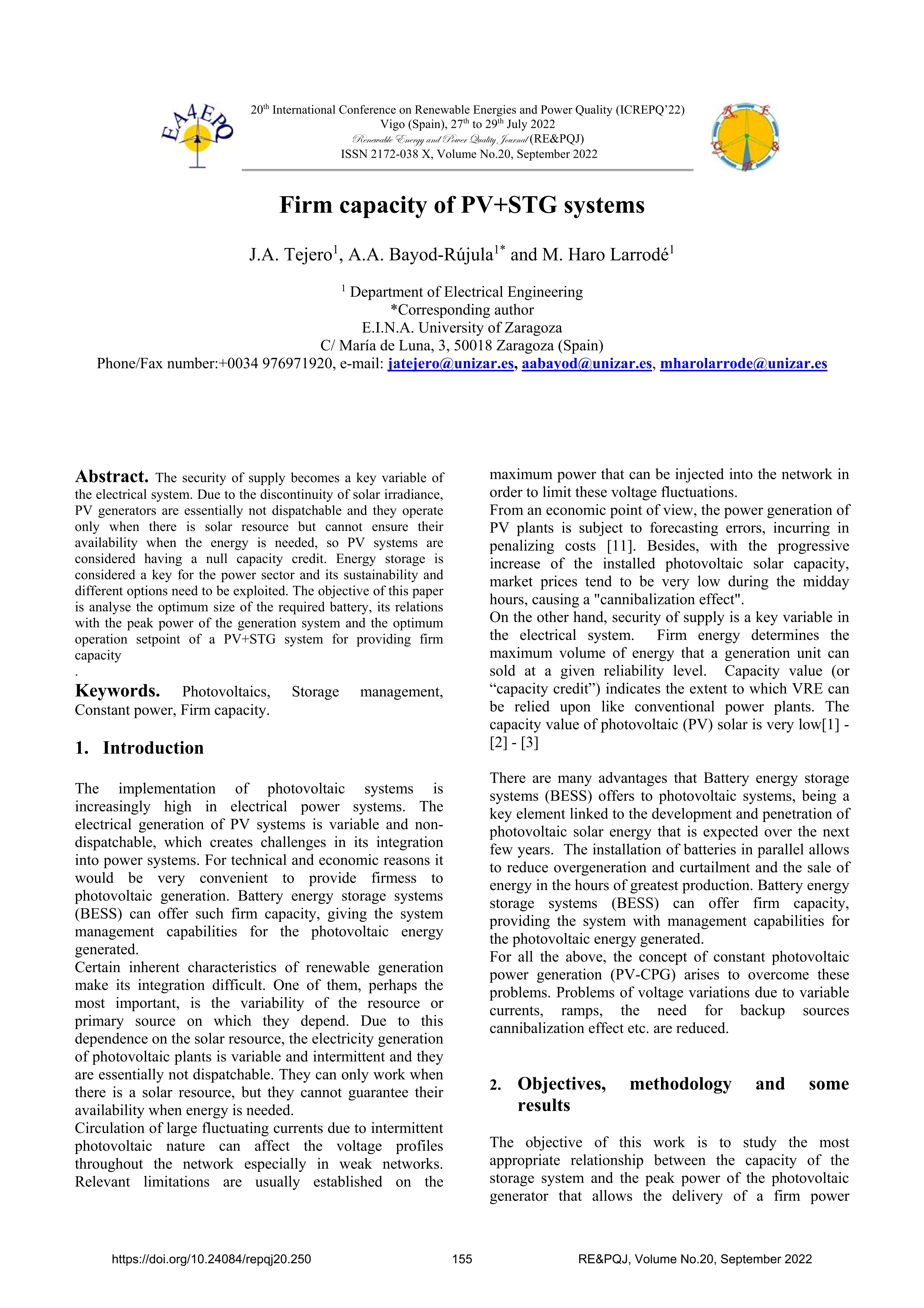 Firm capacity of PV+STG systems