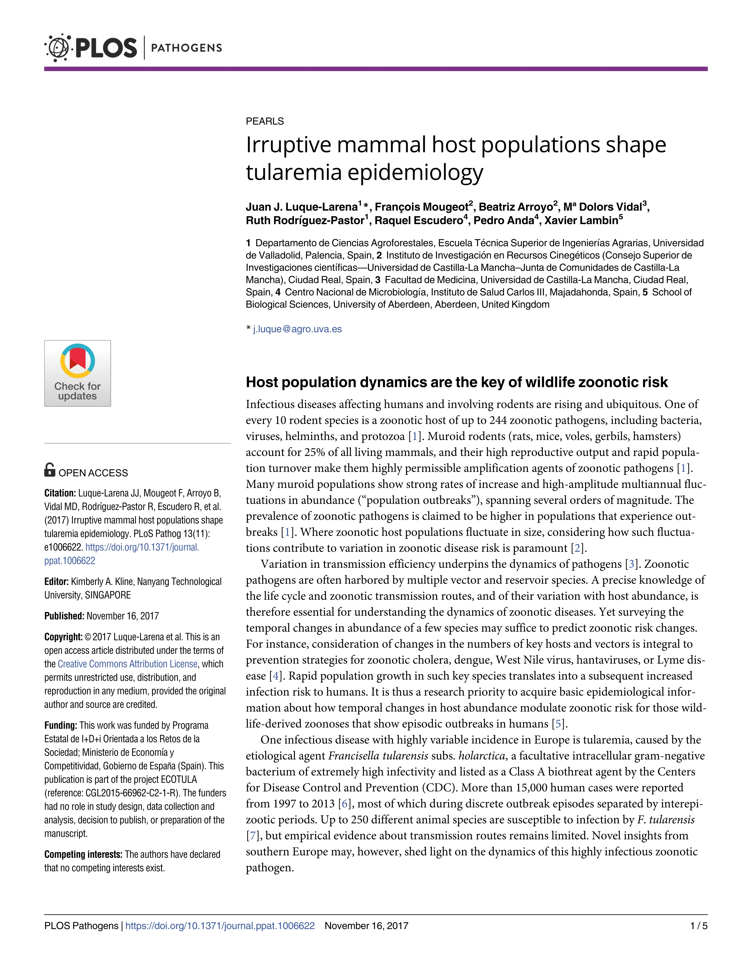 Irruptive mammal host populations shape tularemia epidemiology
