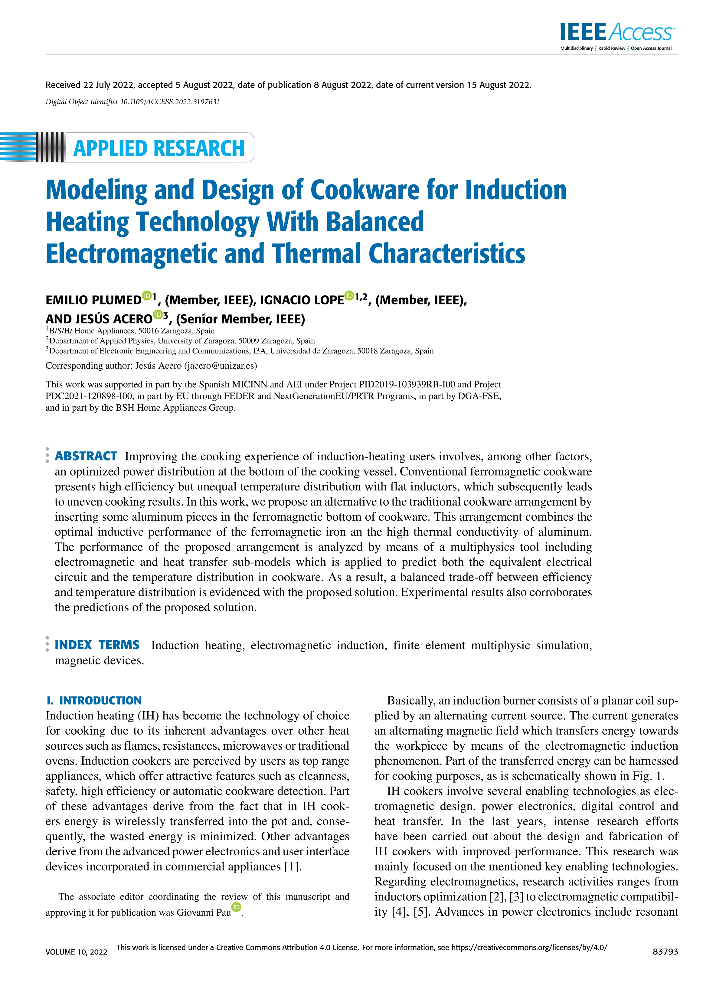 Modeling and design of cookware for induction heating technology with balanced electromagnetic and thermal characteristics