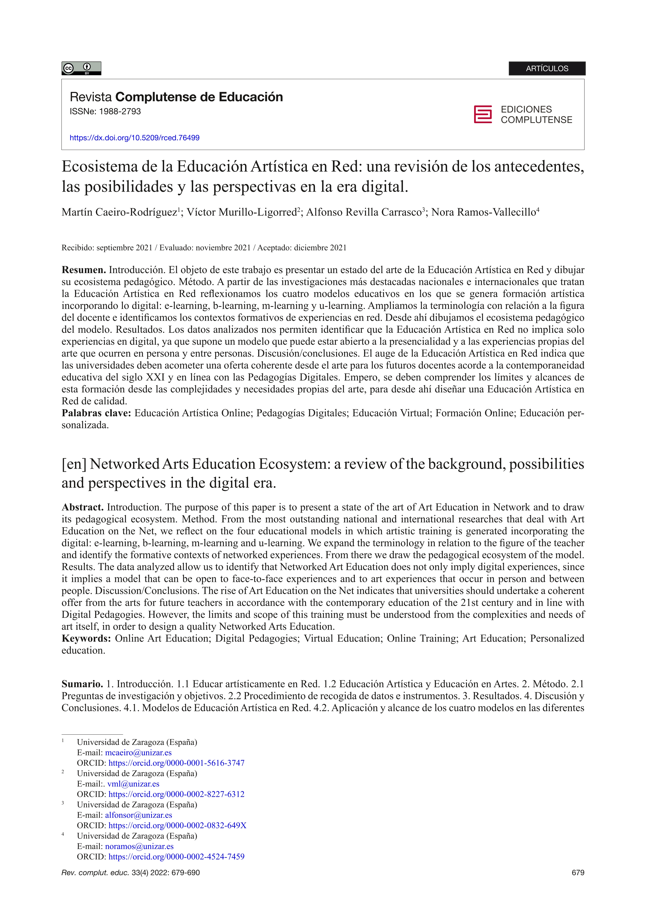 Ecosistema de la educación artística en red: límites, posibilidades y perspectivas desde la era digital