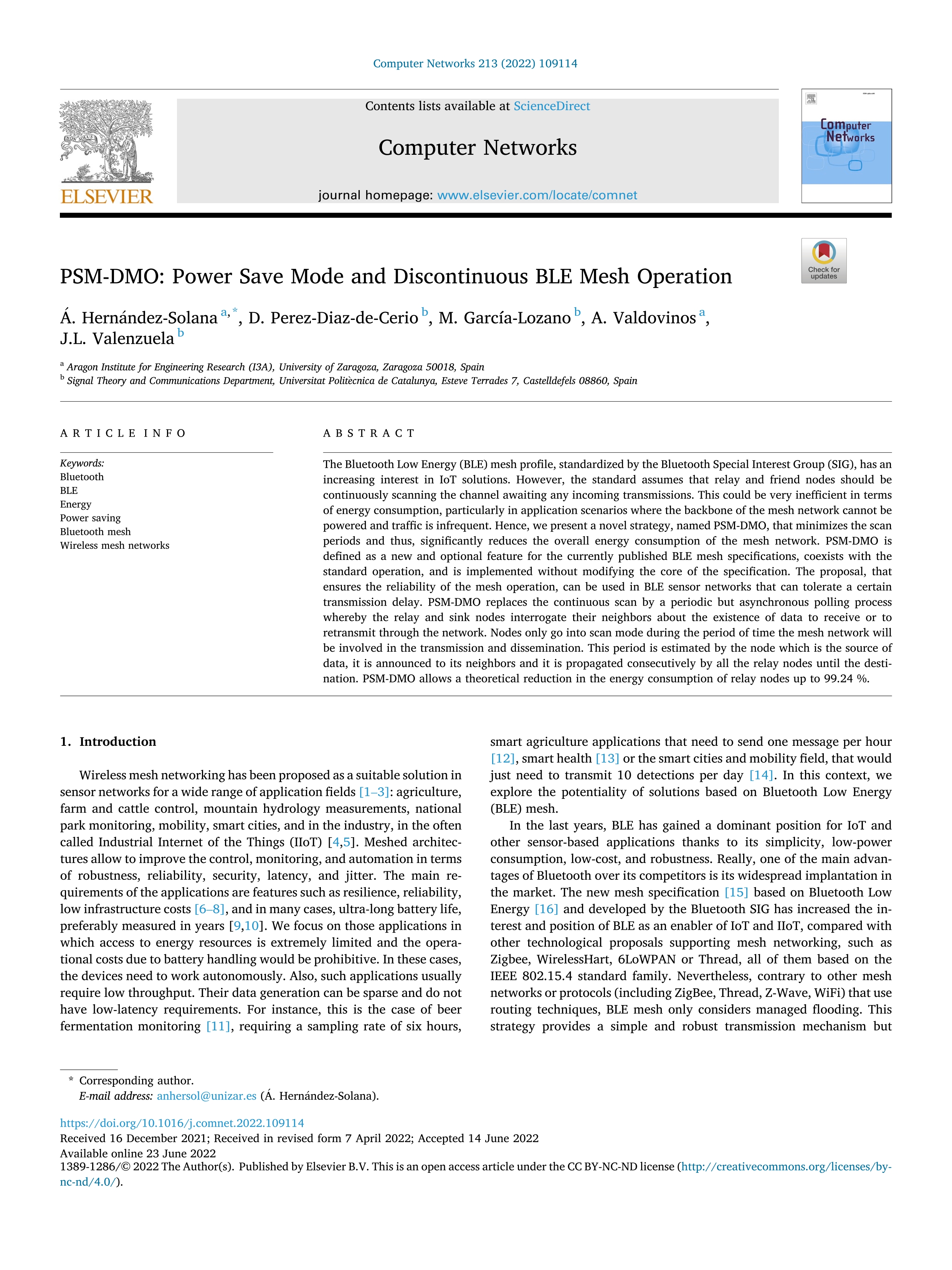 PSM-DMO: power save mode and discontinuous BLE mesh operation