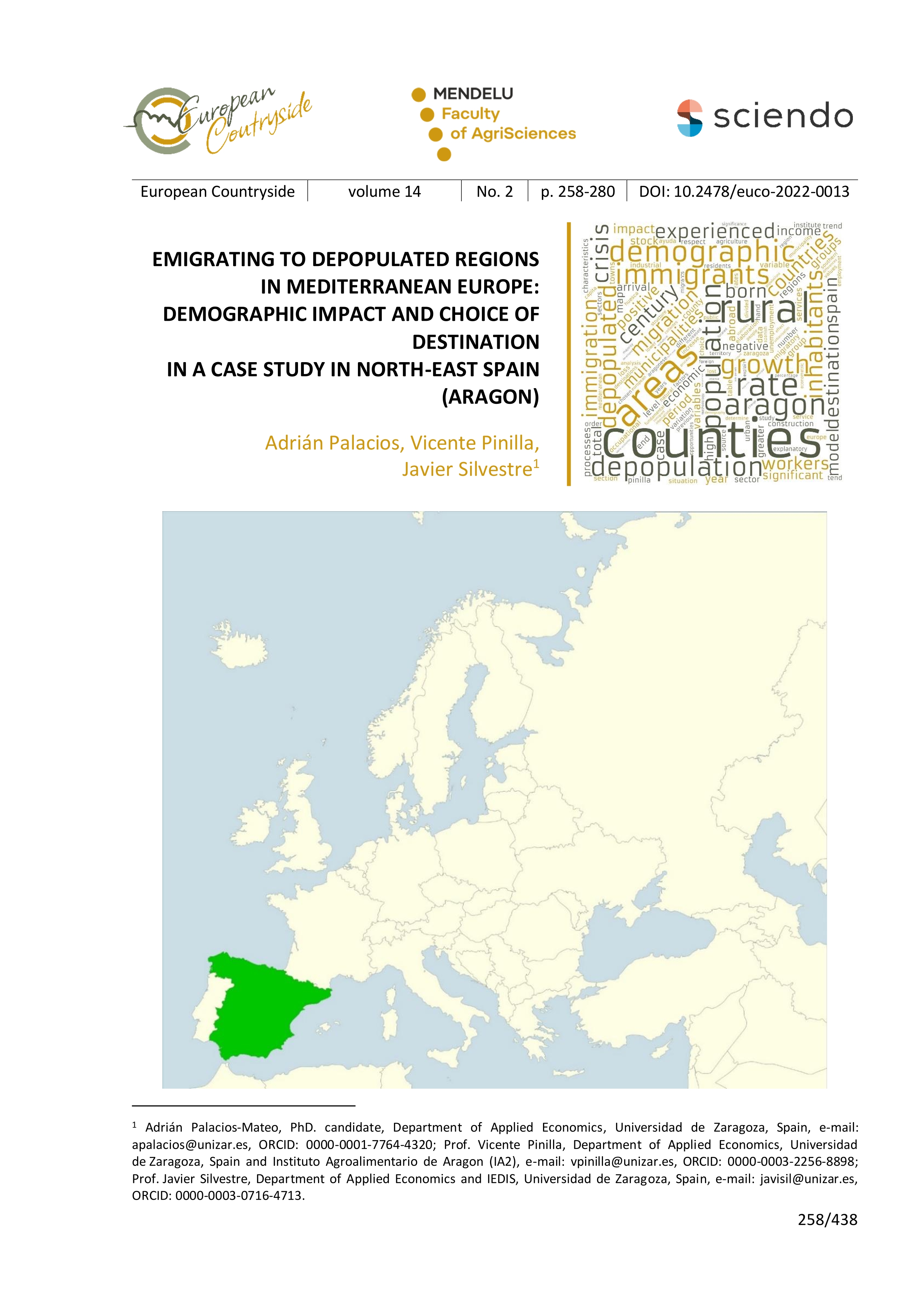 Emigrating to depopulated regions in Mediterranean Europe: demographic impact and choice of destination in a case study in north-east Spain (Aragon)