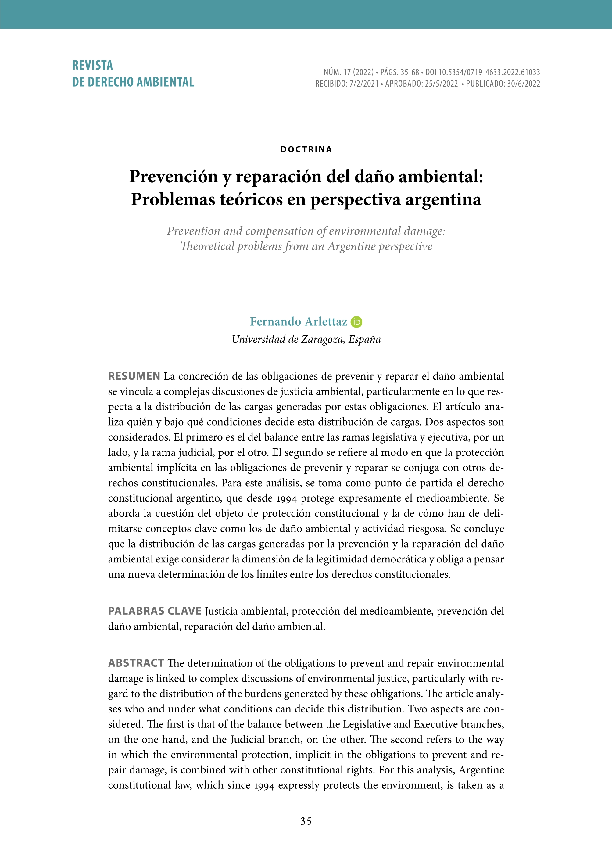 Prevención y reparación del daño ambiental: Problemas teóricos en perspectiva argentina