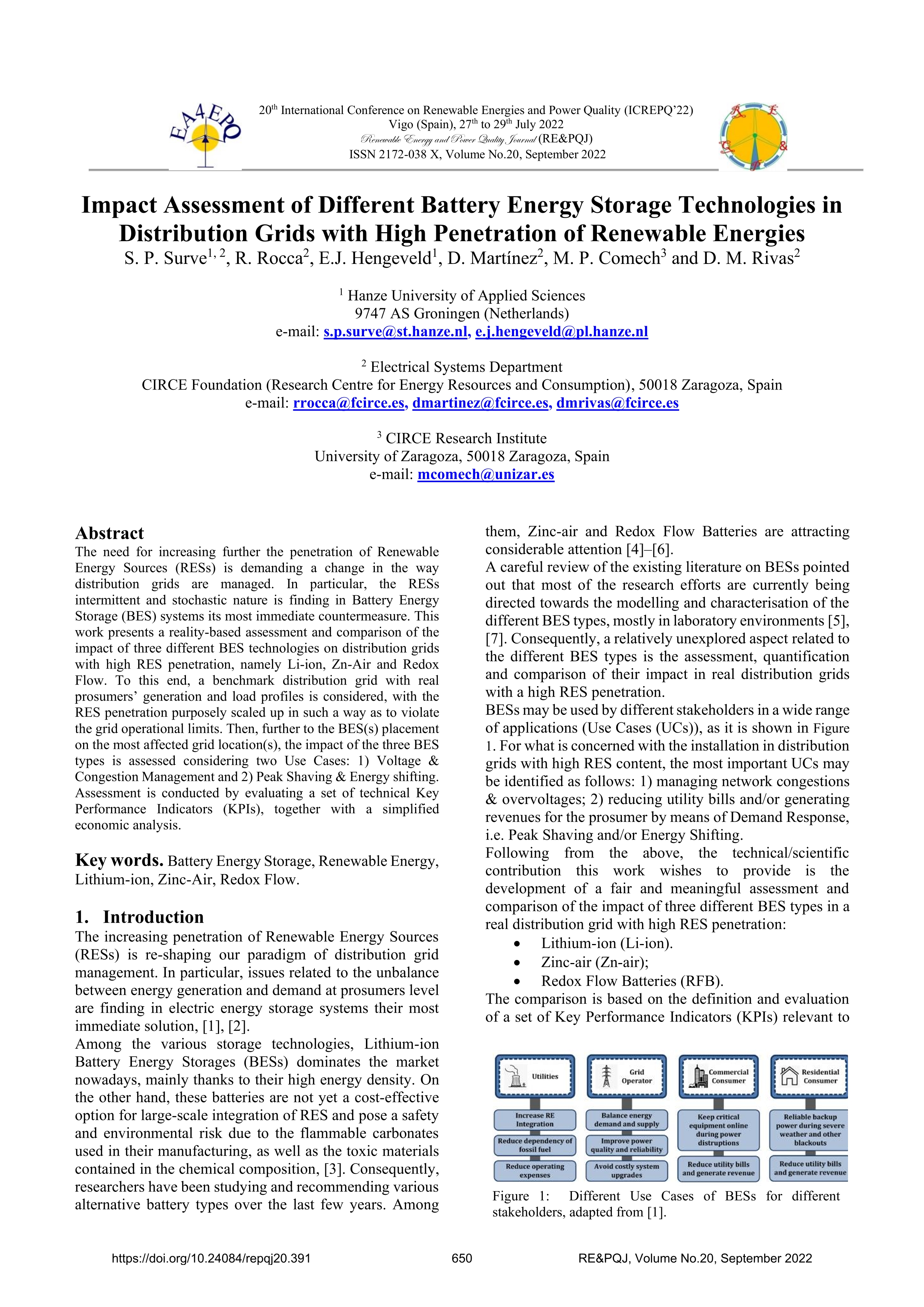 Impact assessment of different battery energy storage technologies in distribution grids with high penetration of renewable energies