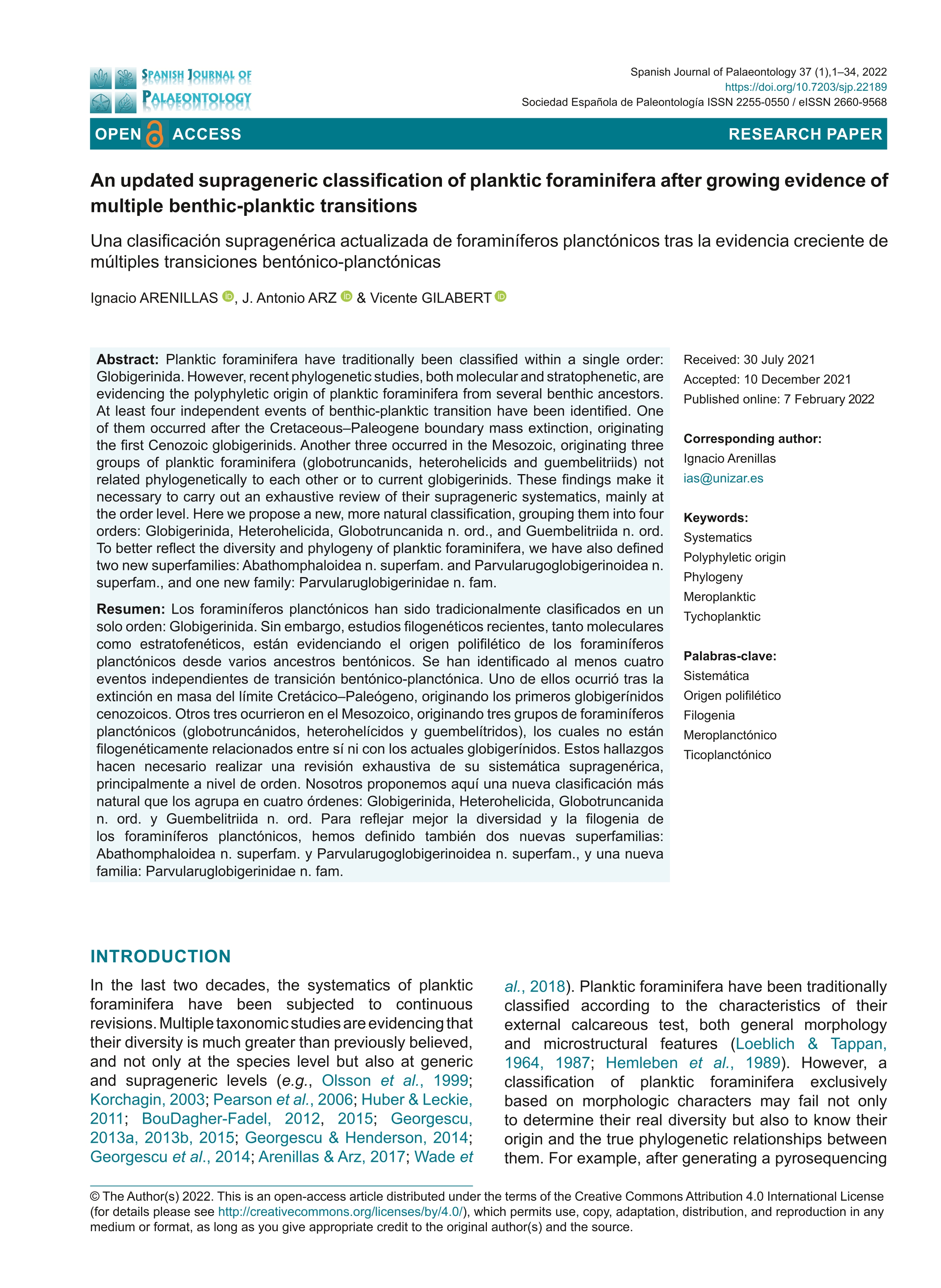 An updated suprageneric classification of planktic foraminifera after growing evidence of multiple benthic-planktic transitions