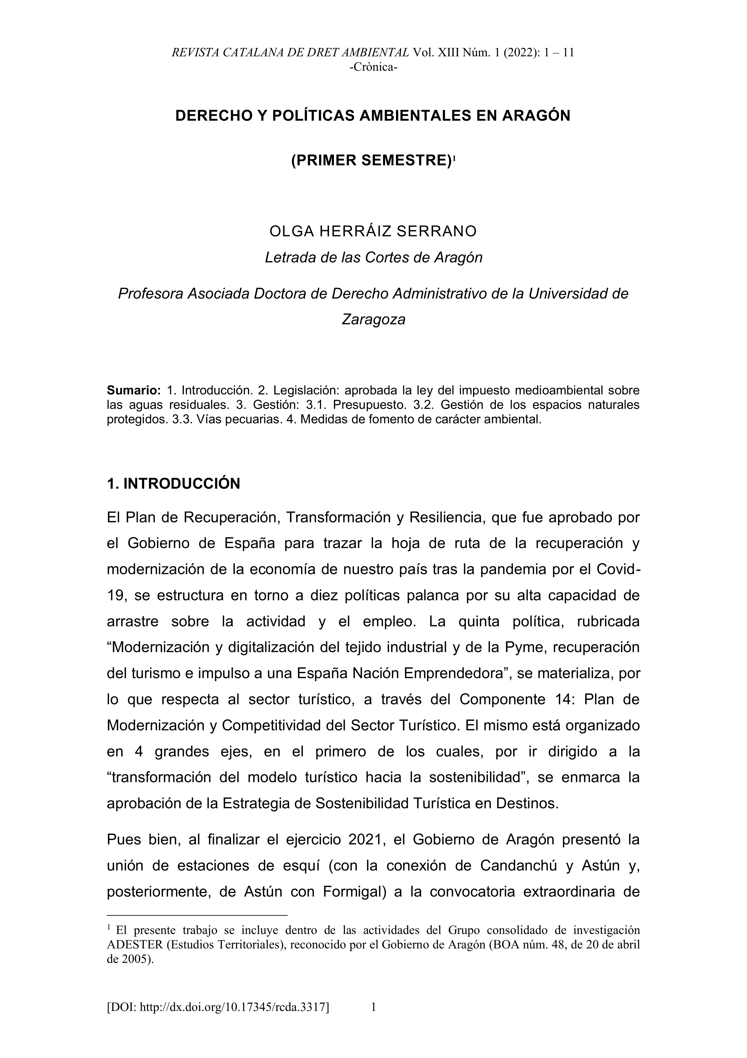 Derecho y políticas ambientales en Aragón