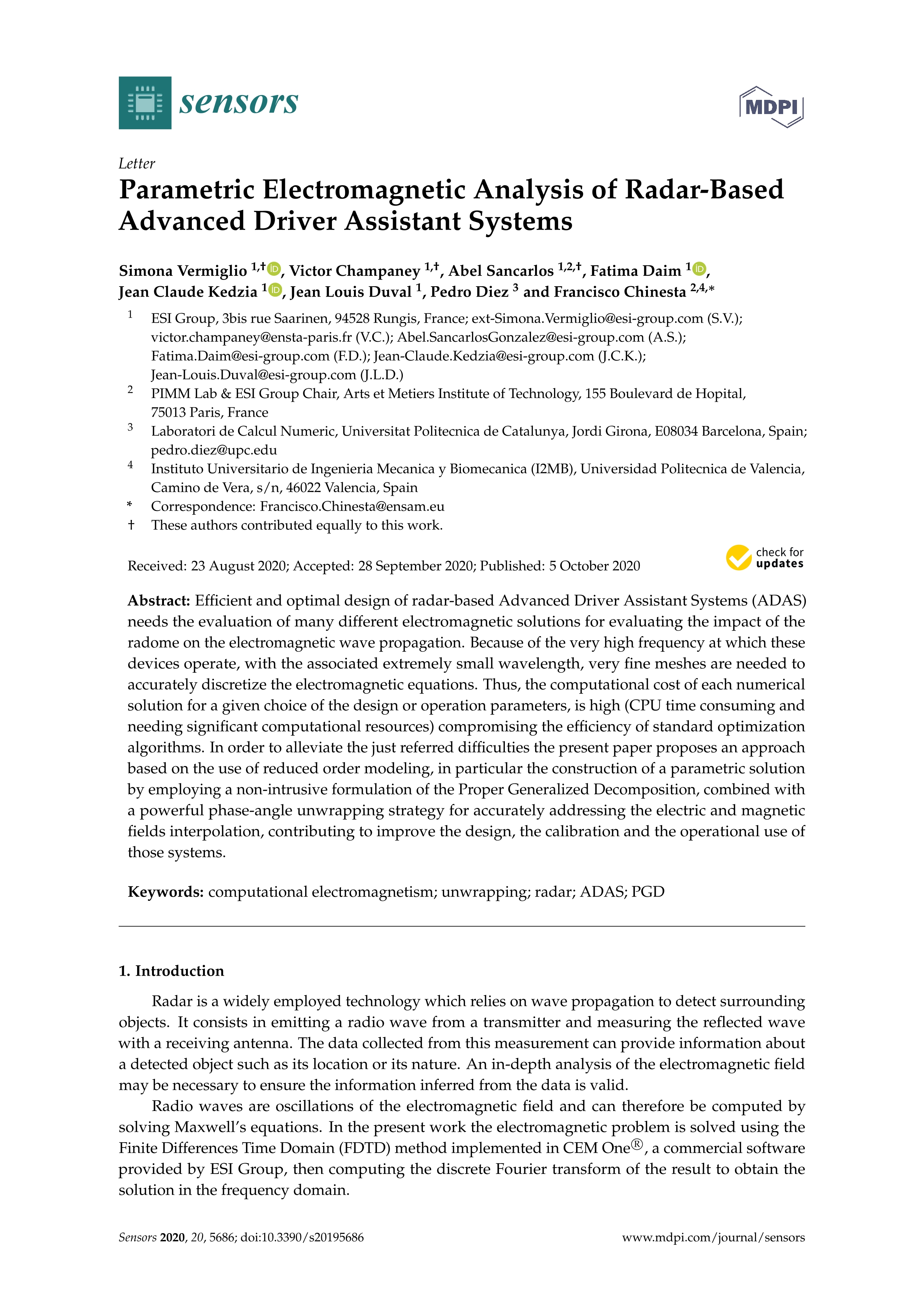 Parametric electromagnetic analysis of radar-based advanced driver assistant systems