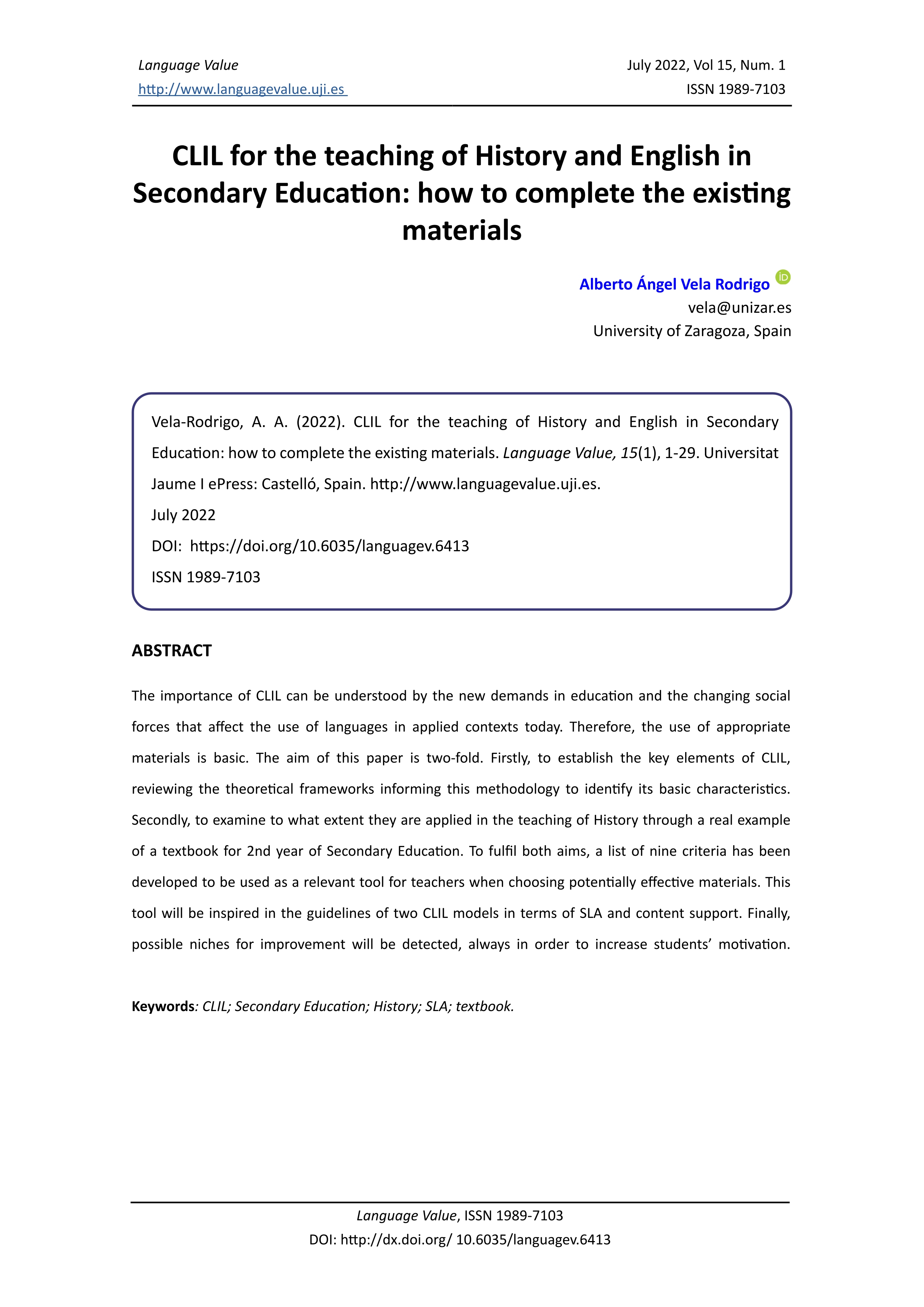 CLIL for the teaching of History and English in Secondary Education: How to complete the existing materials