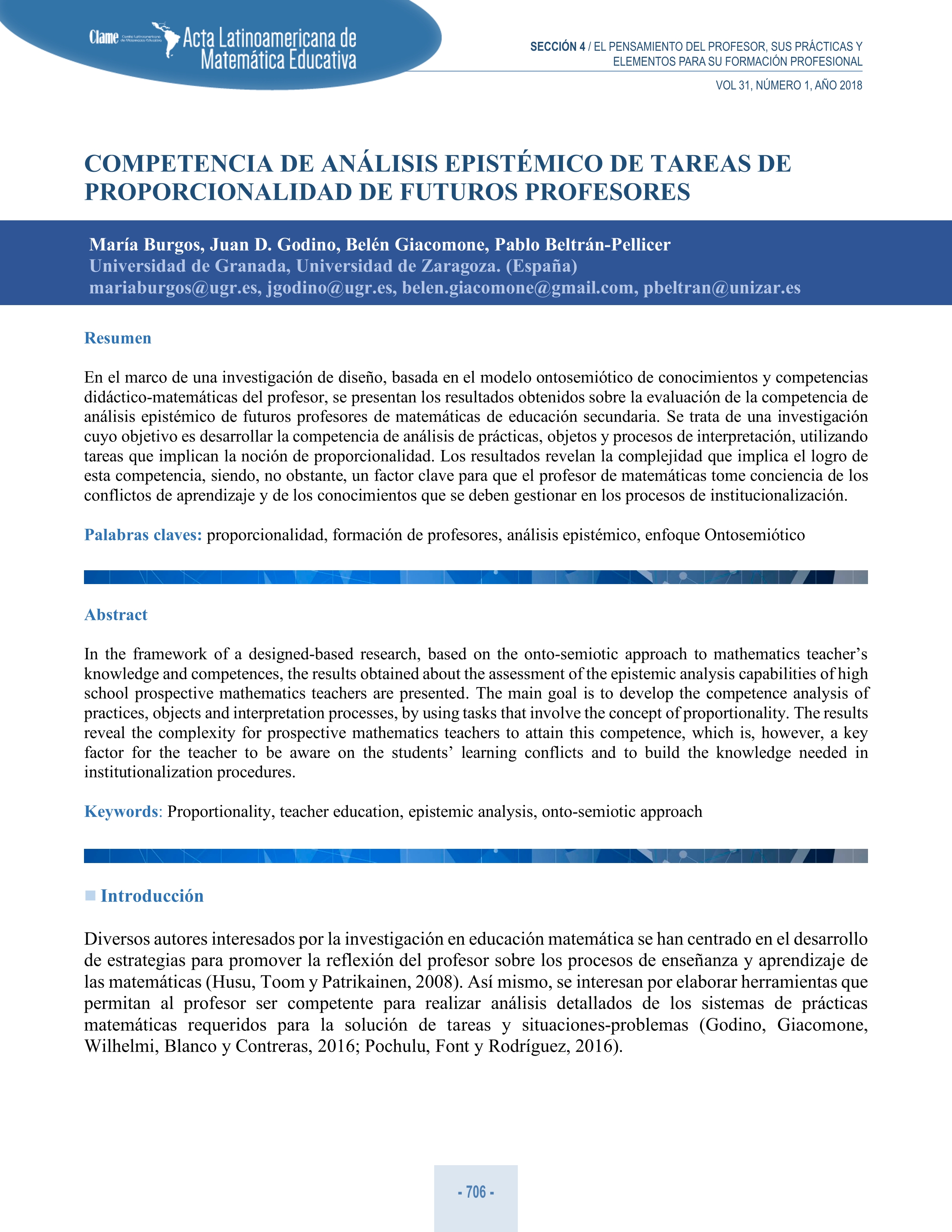 Competencia de análisis epistémico de tareas de proporcionalidad de futuros profesores