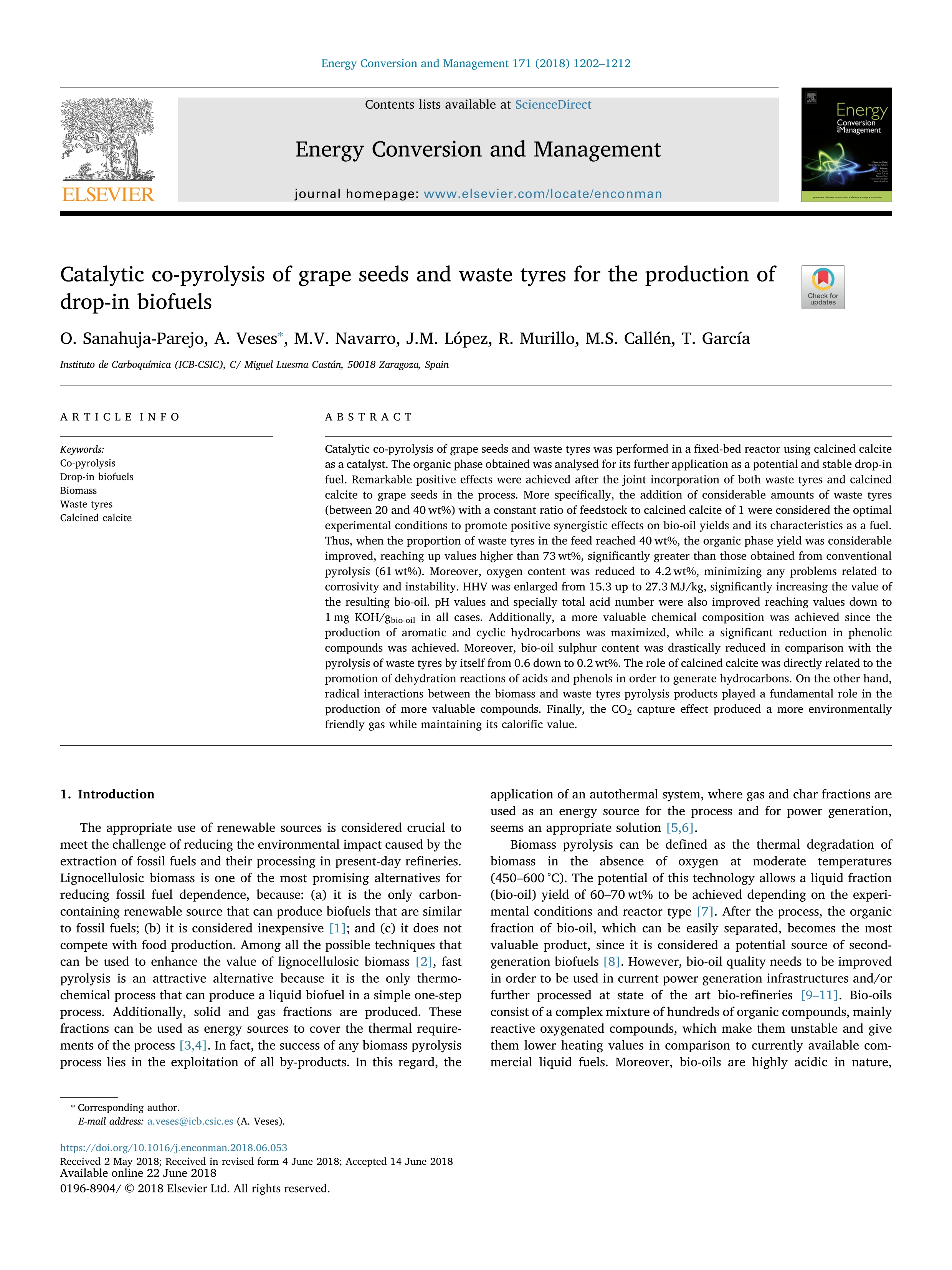 Catalytic co-pyrolysis of grape seeds and waste tyres for the production of drop-in biofuels