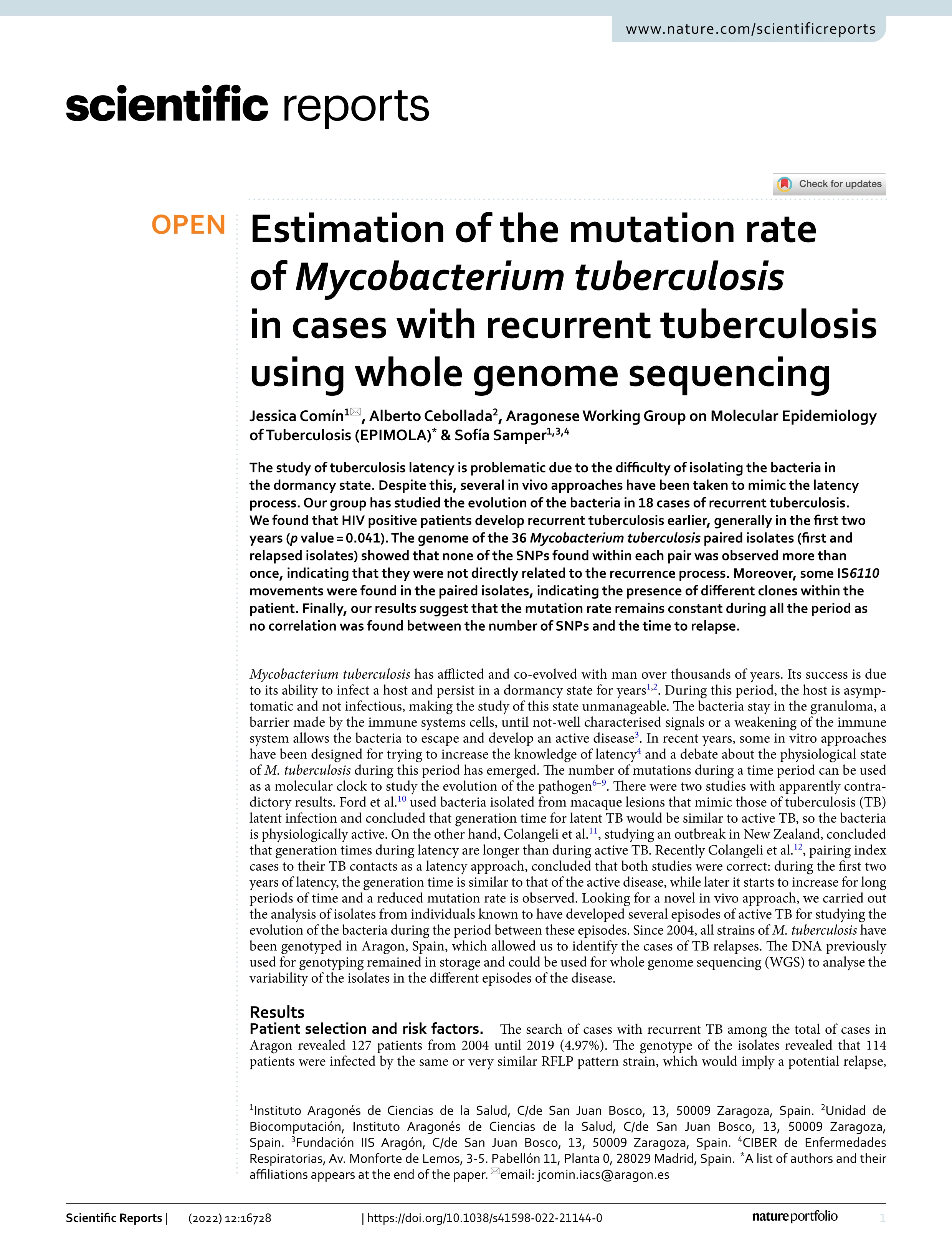 Estimation of the mutation rate of Mycobacterium tuberculosis in cases with recurrent tuberculosis using whole genome sequencing