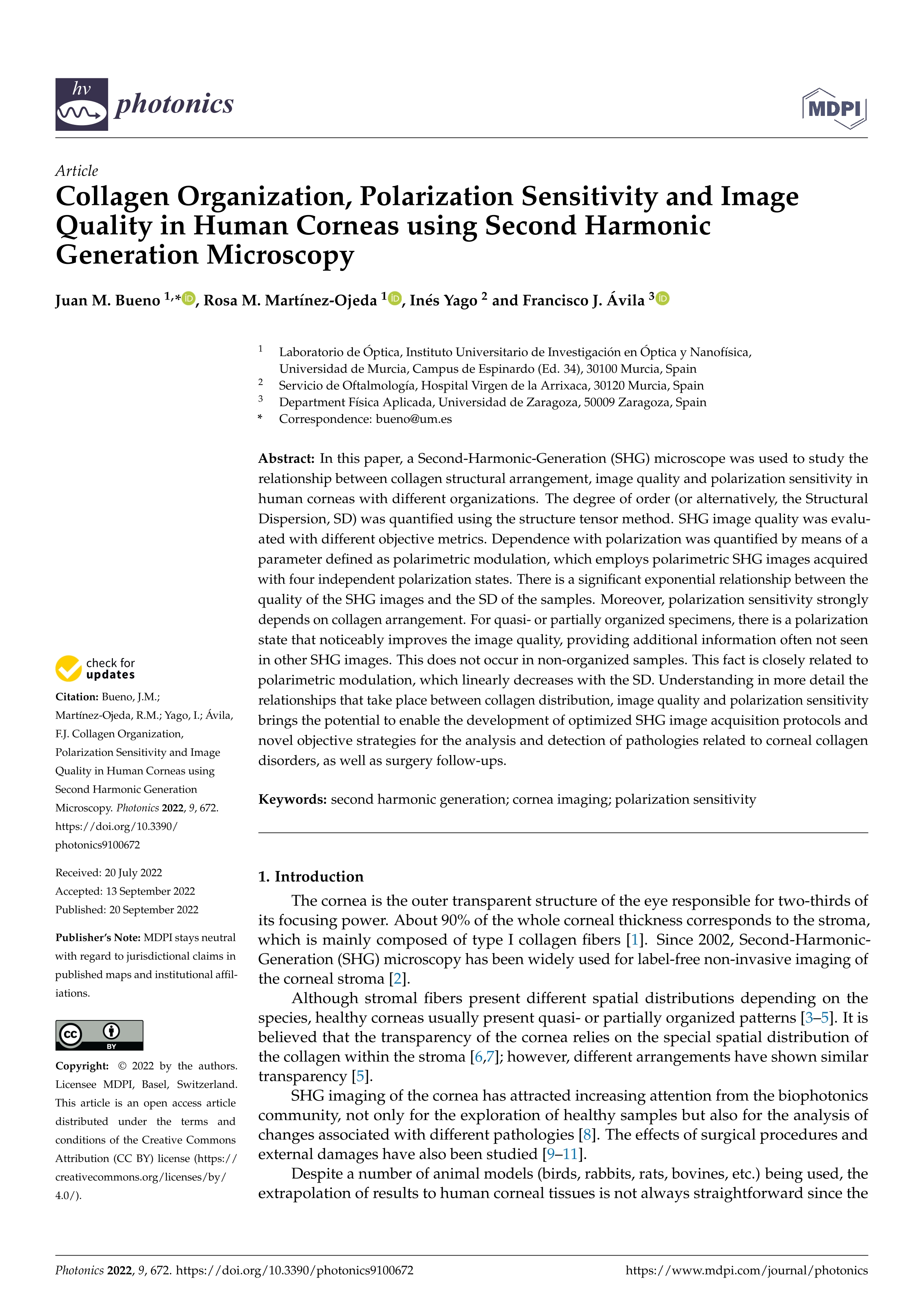 Collagen organization, polarization sensitivity and image quality in human corneas using second harmonic generation microscopy