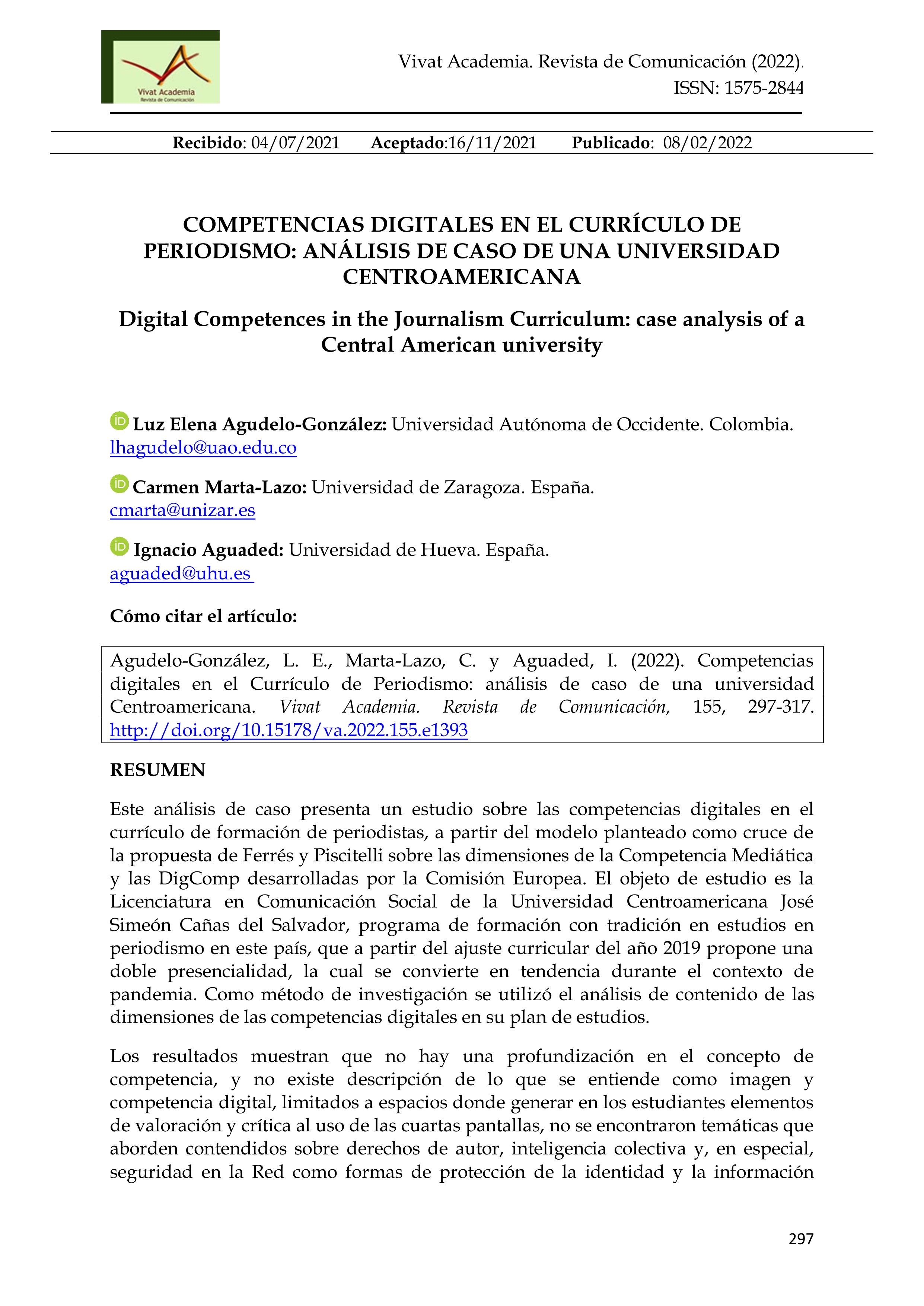Competencias digitales en el Currículo de Periodismo: Análisis de caso de una universidad Centroamericana
