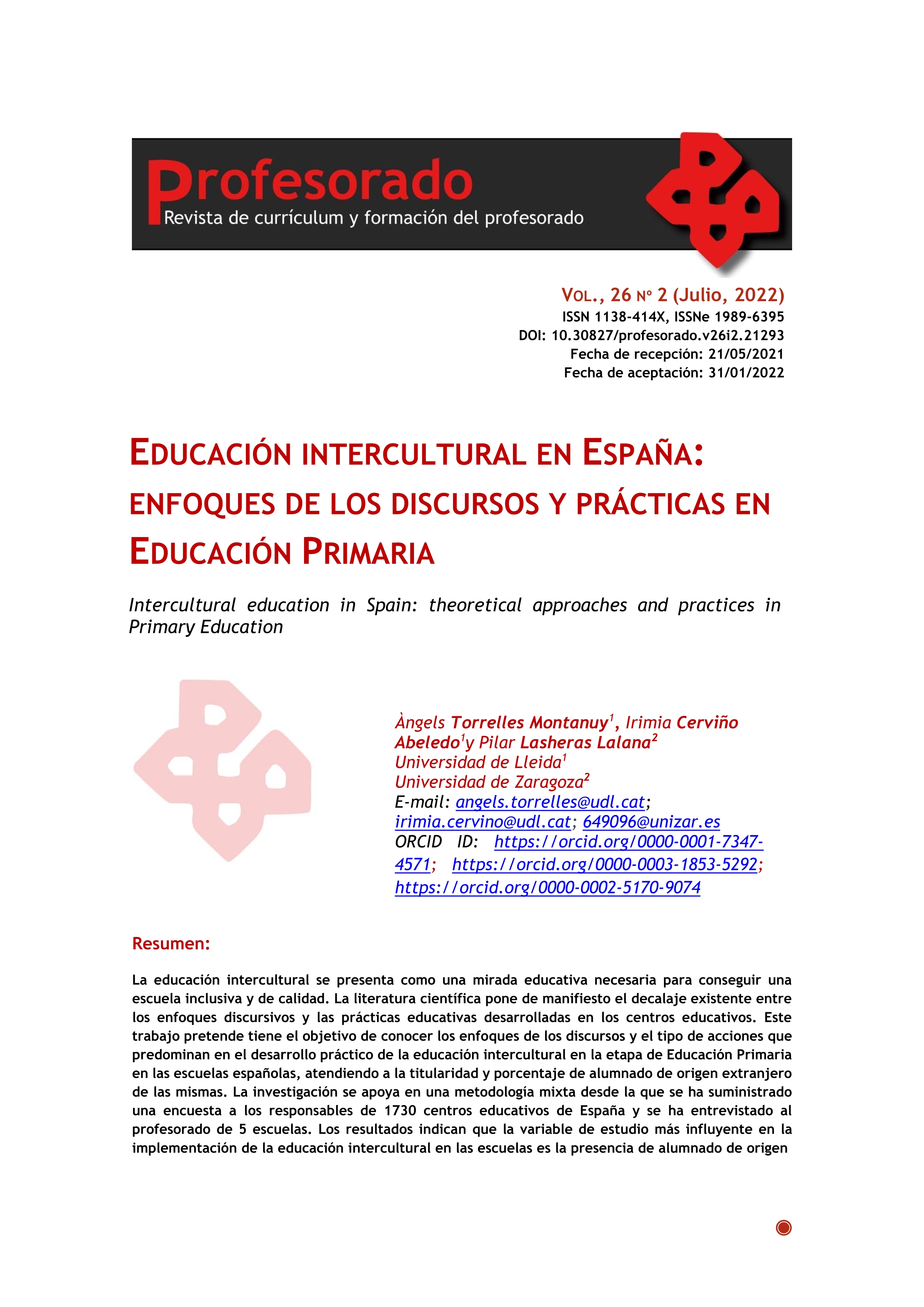 Educación intercultural en España: Enfoques de los discursos y prácticas en Educación Primaria