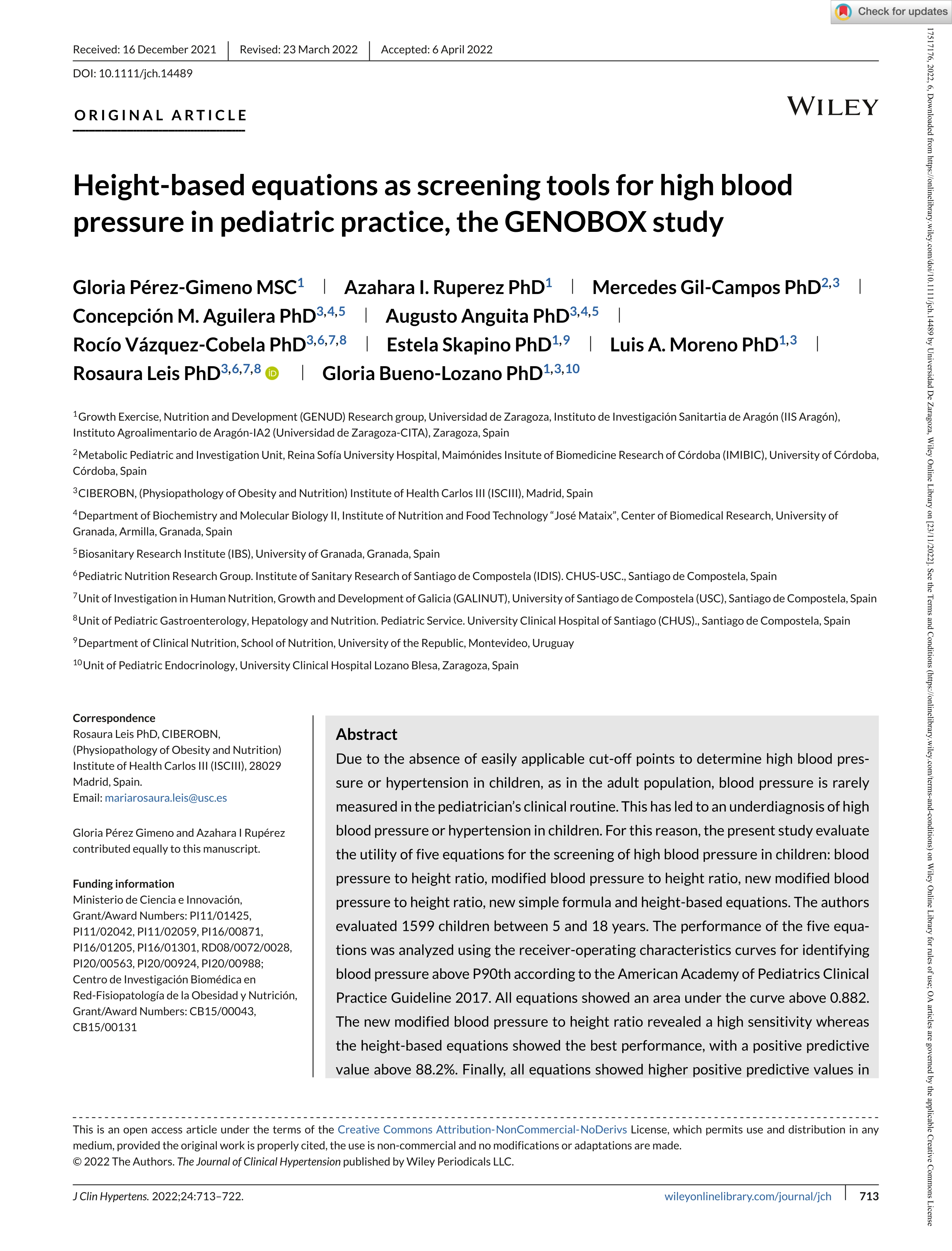 Height-based equations as screening tools for high blood pressure in pediatric practice, the GENOBOX study