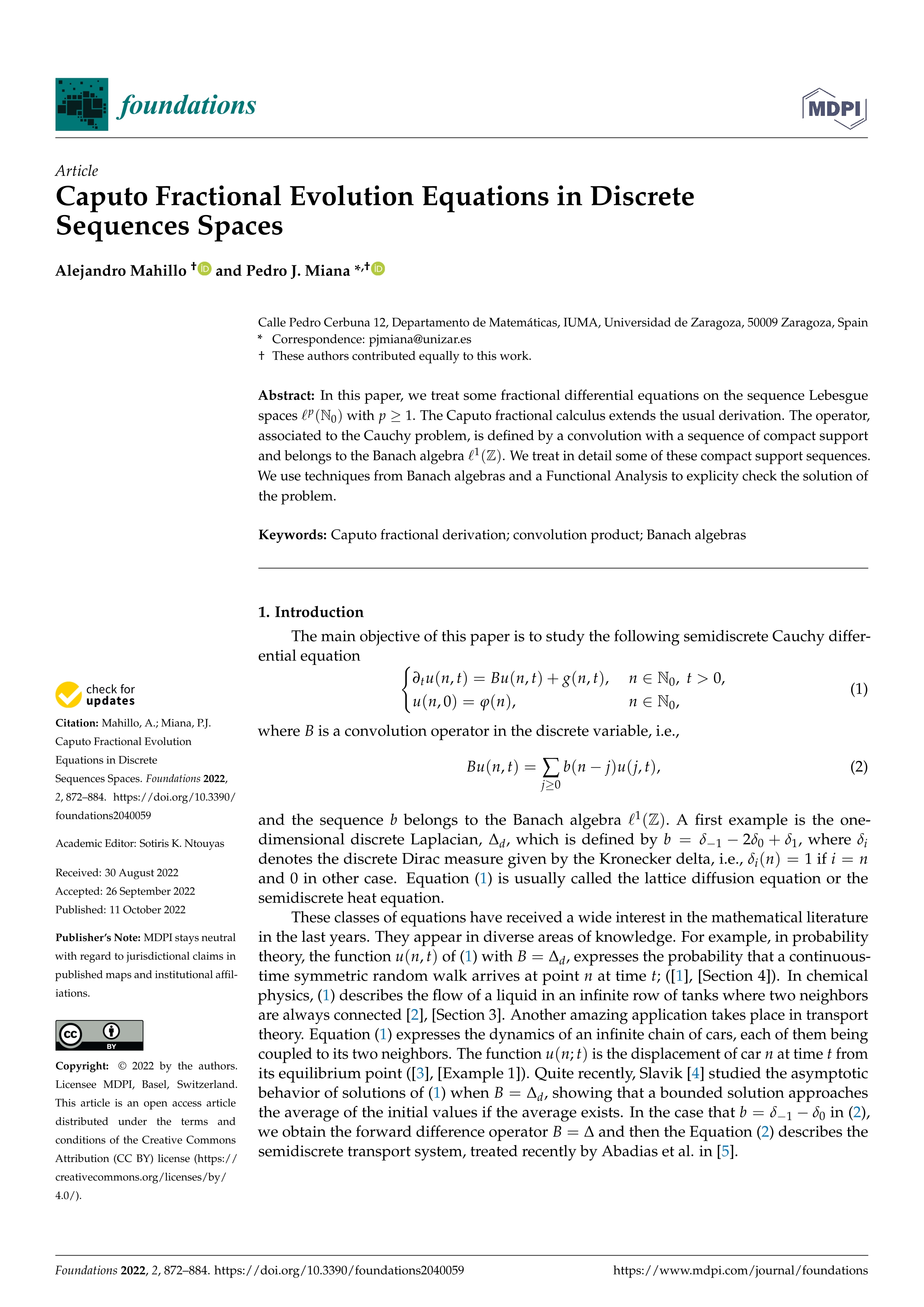Caputo fractional evolution equations in discrete sequences spaces