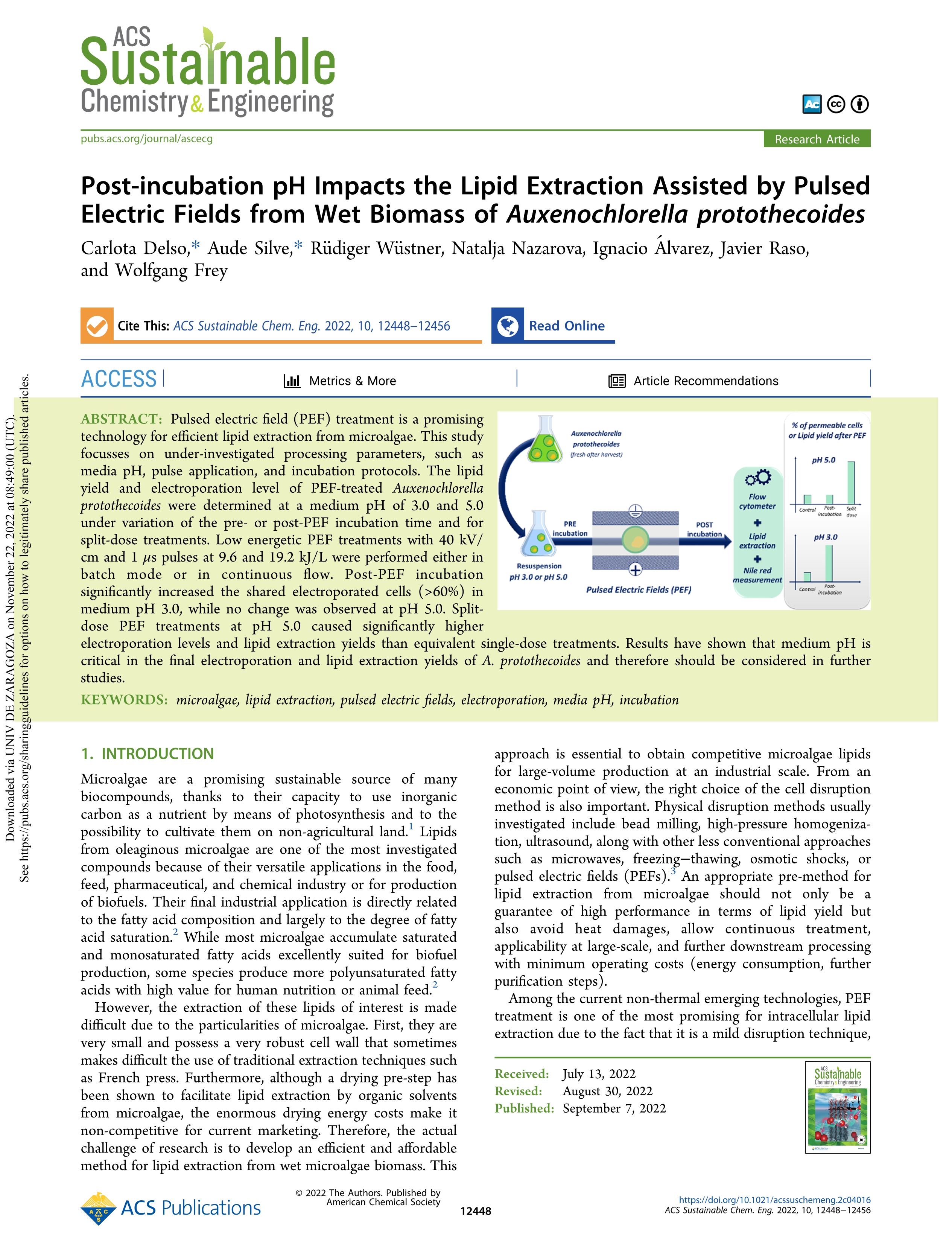Post-incubation pH Impacts the Lipid Extraction Assisted by Pulsed Electric Fields from Wet Biomass of 