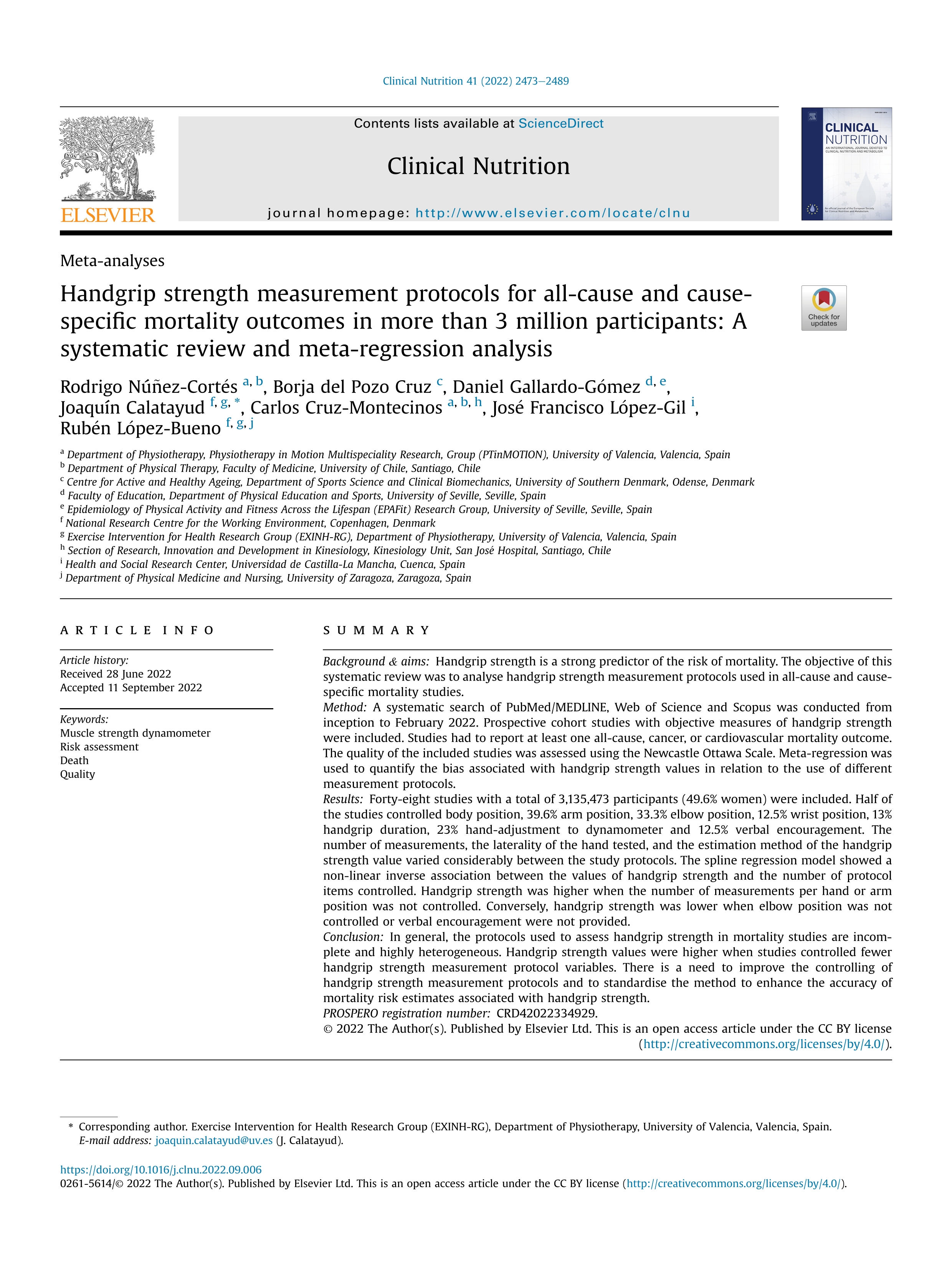 Handgrip strength measurement protocols for all-cause and cause-specific mortality outcomes in more than 3 million participants: A systematic review and meta-regression analysis