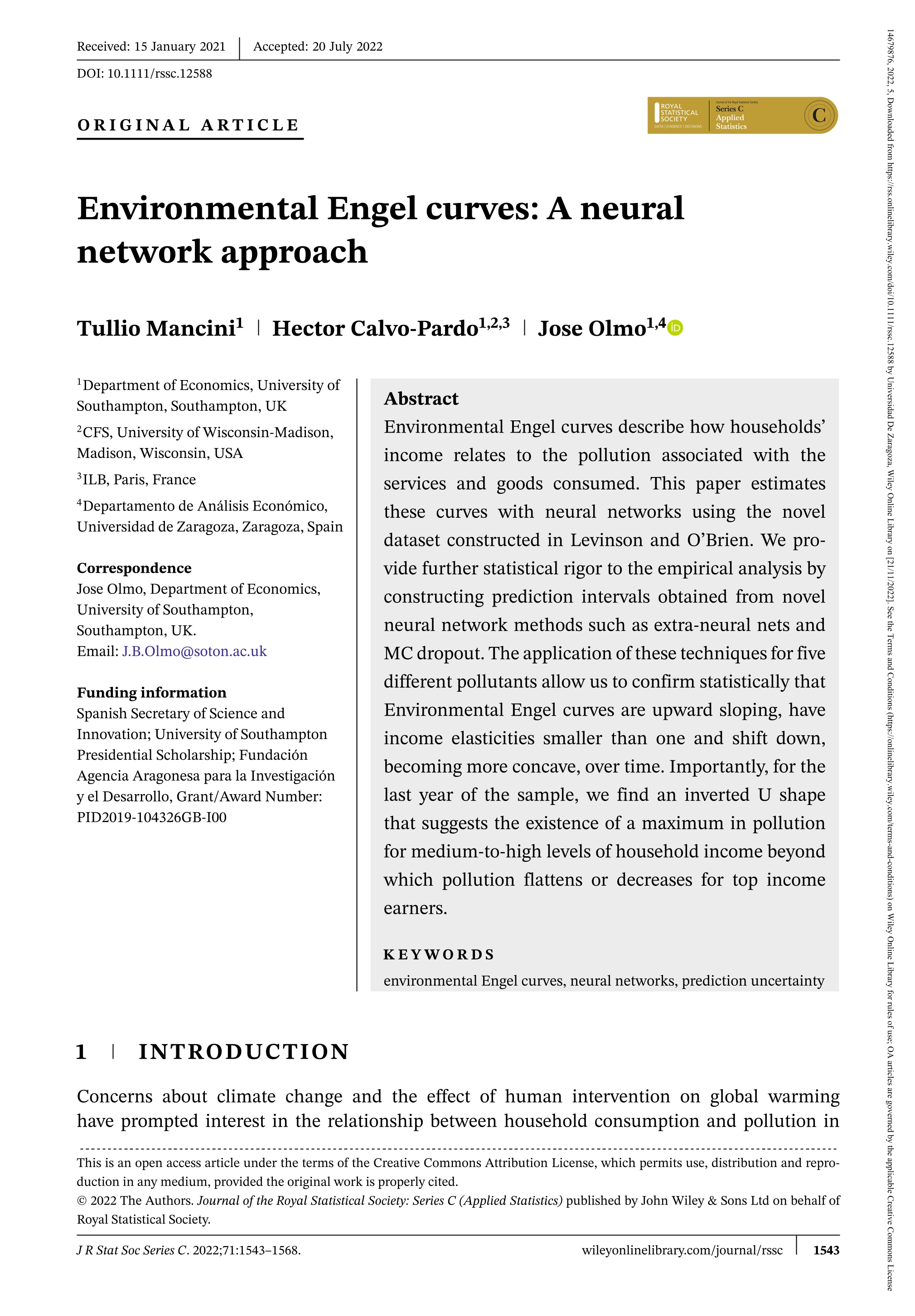 Environmental Engel curves: A neural network approach