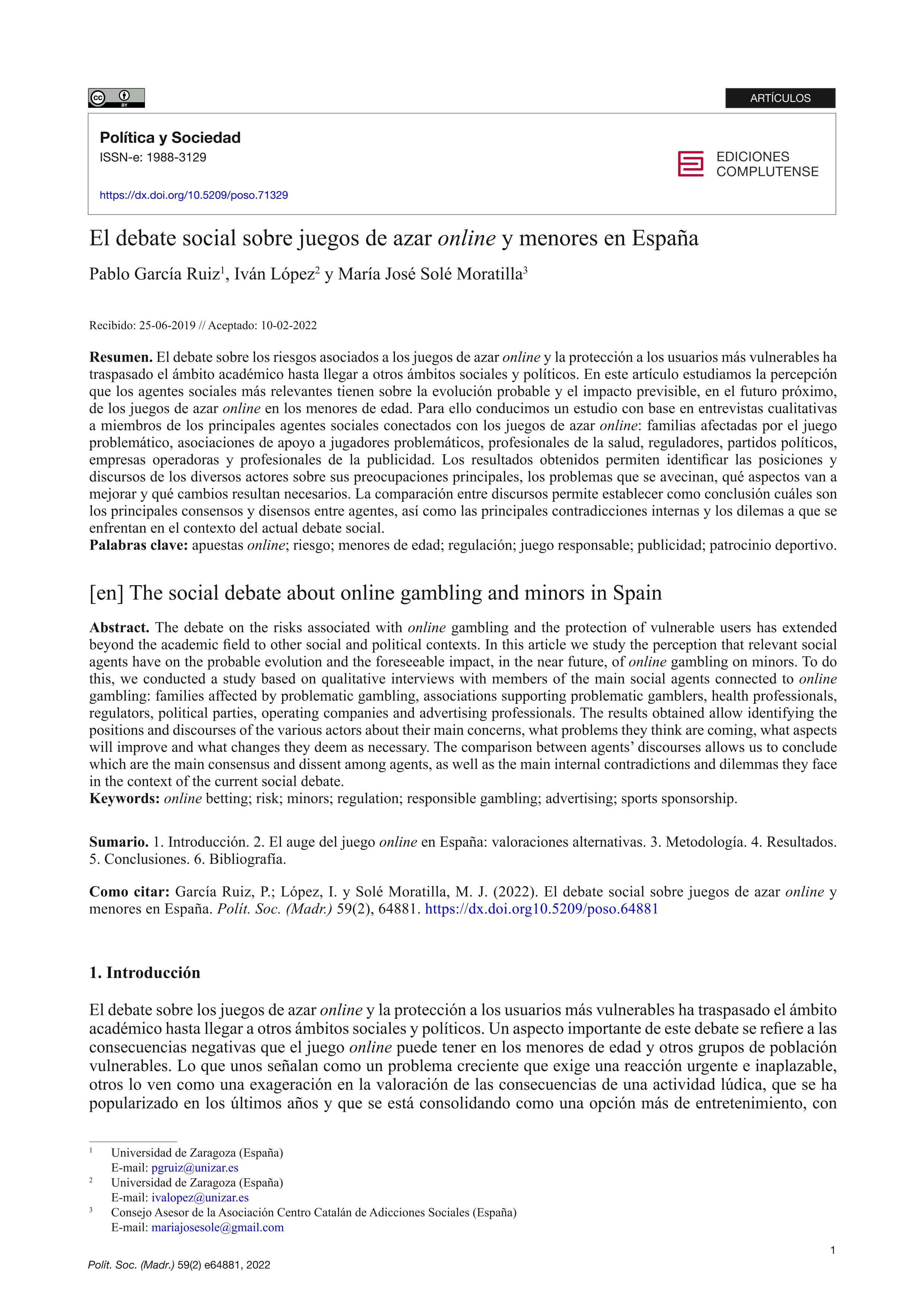 El debate social sobre juegos de azar online y menores en España