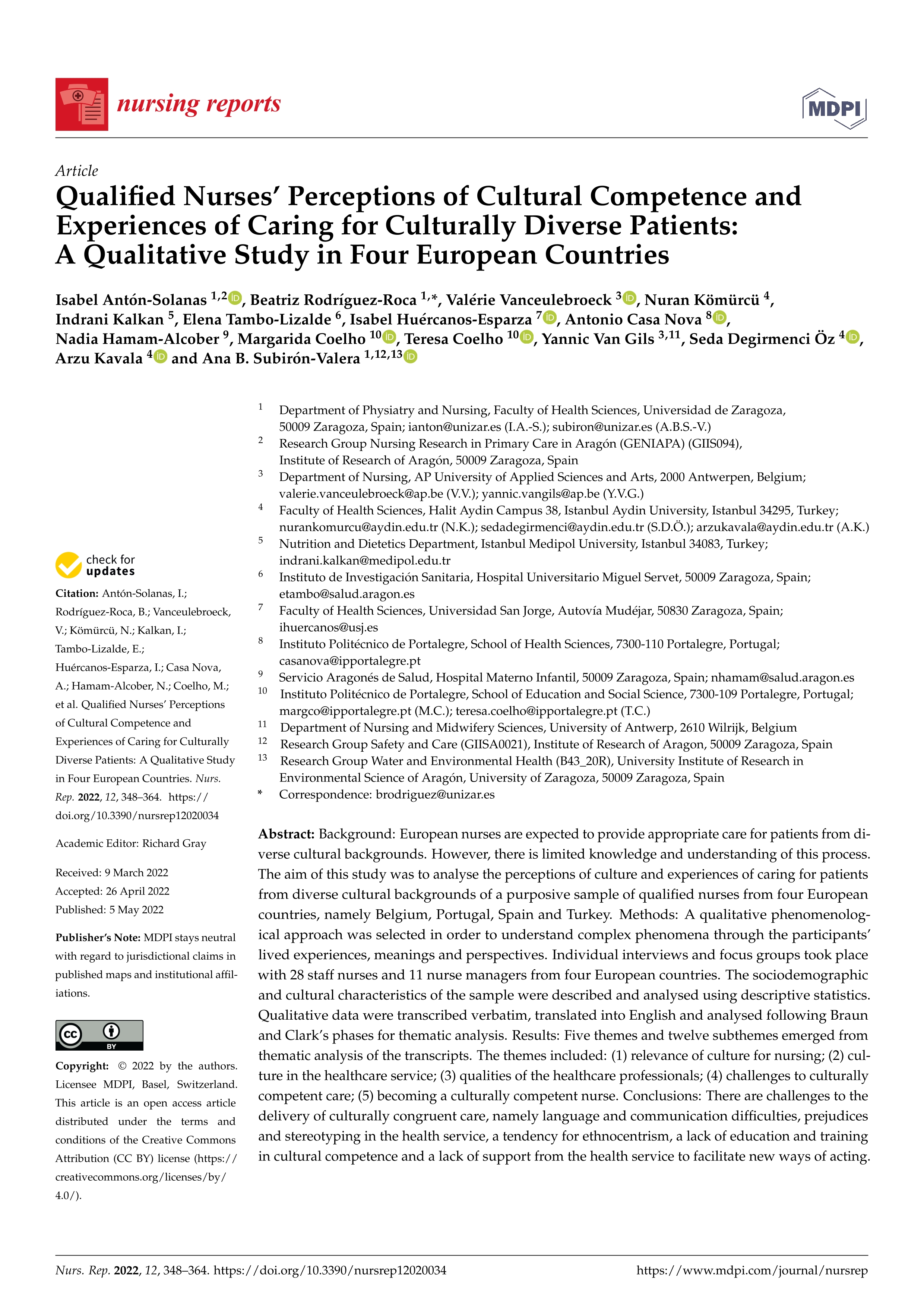 Qualified nurses’ perceptions of cultural competence and experiences of caring for culturally diverse patients: a qualitative study in four european countries