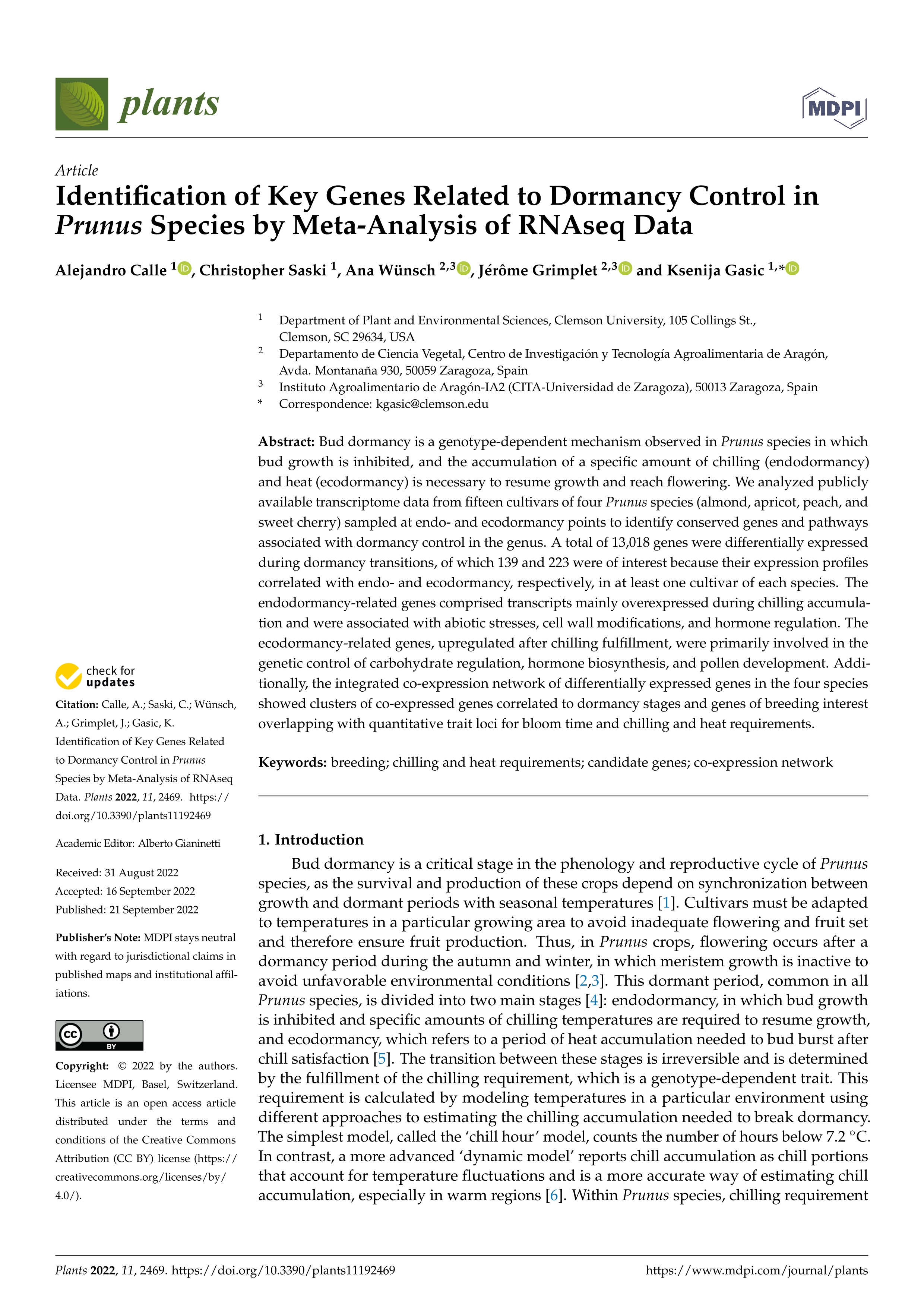 Identification of key genes related to dormancy control in prunus species by meta-analysis of RNAseq Data