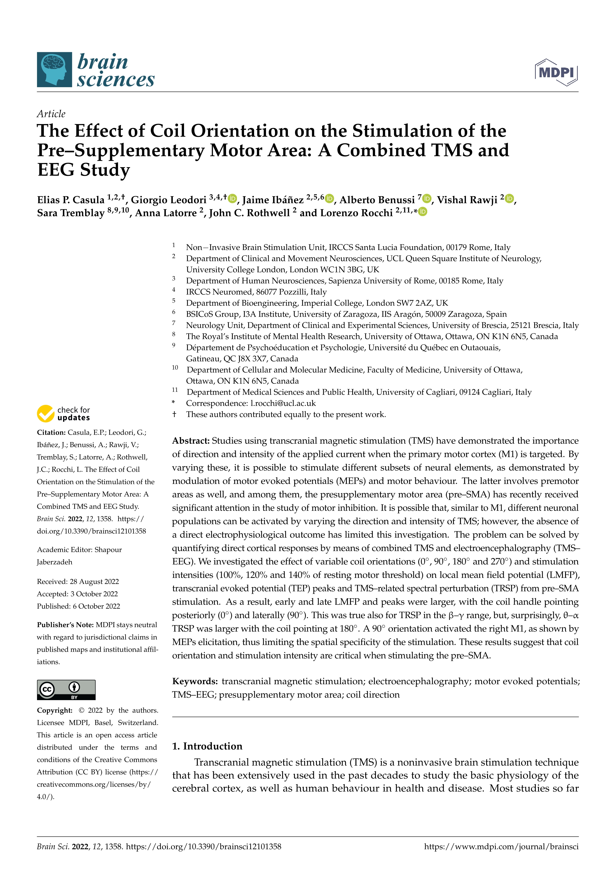 The Effect of coil orientation on the stimulation of the pre–supplementary motor area: a combined TMS and EEG study