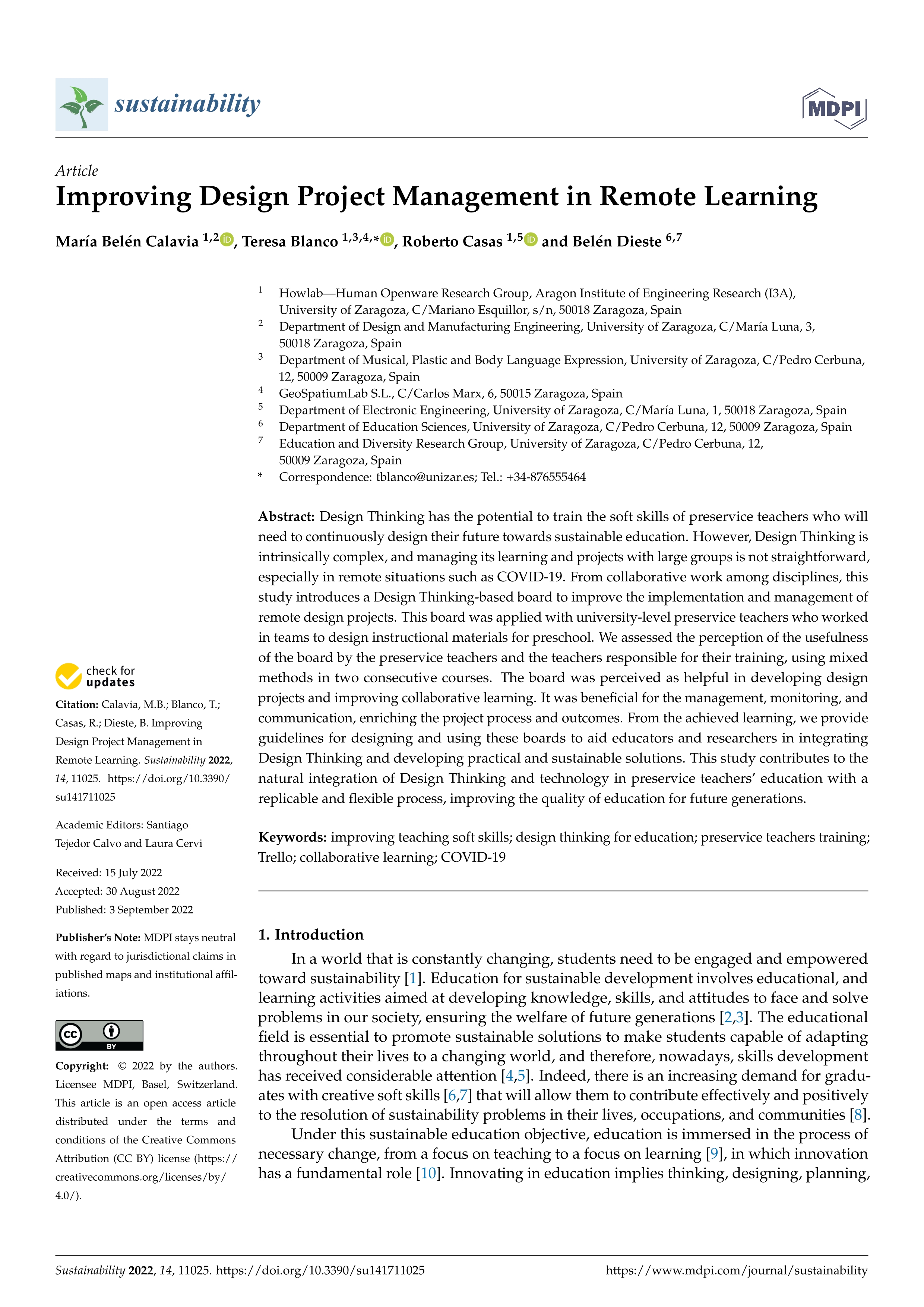 Improving design project management in remote learning