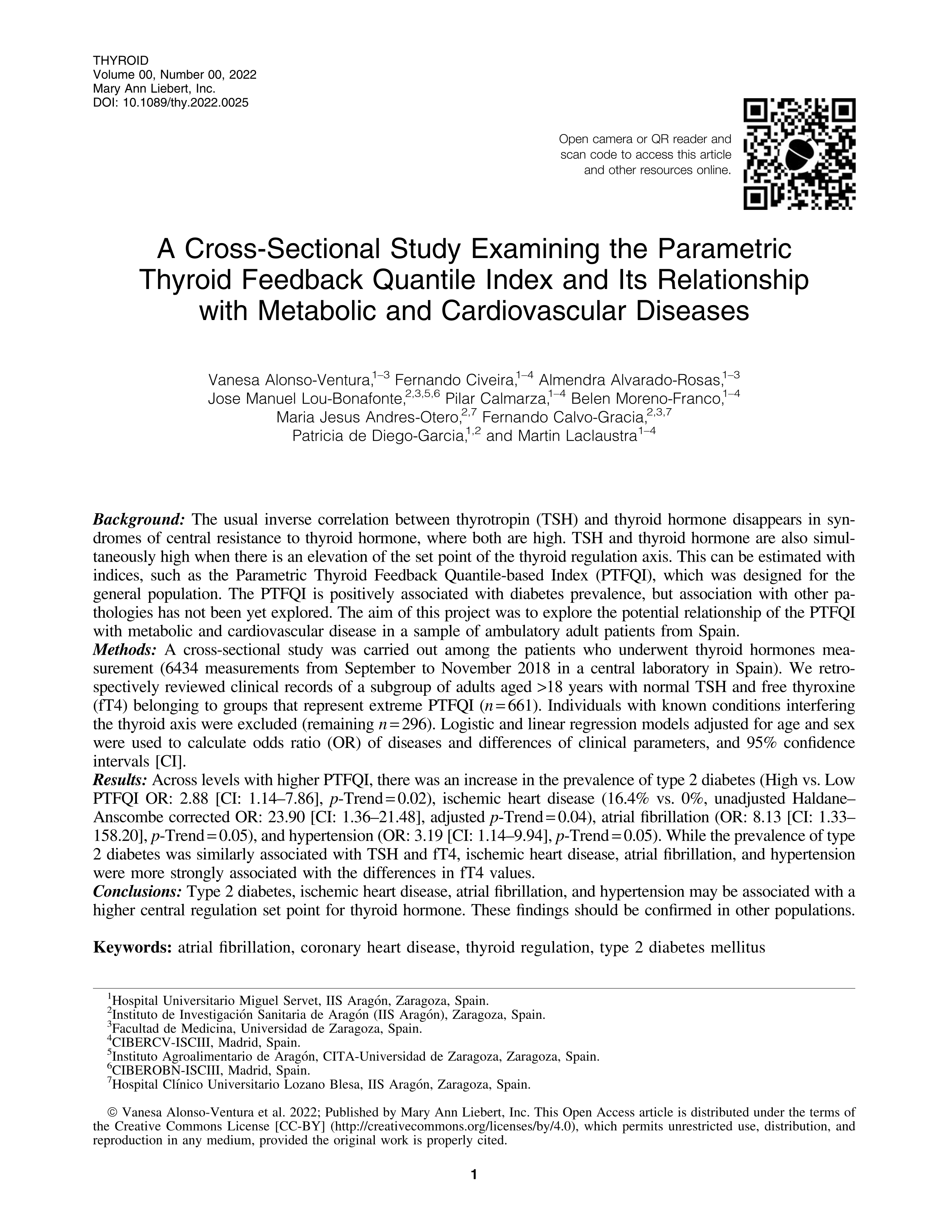 A cross-sectional study examining the parametric thyroid feedback quantile index and its relationship with metabolic and cardiovascular diseases