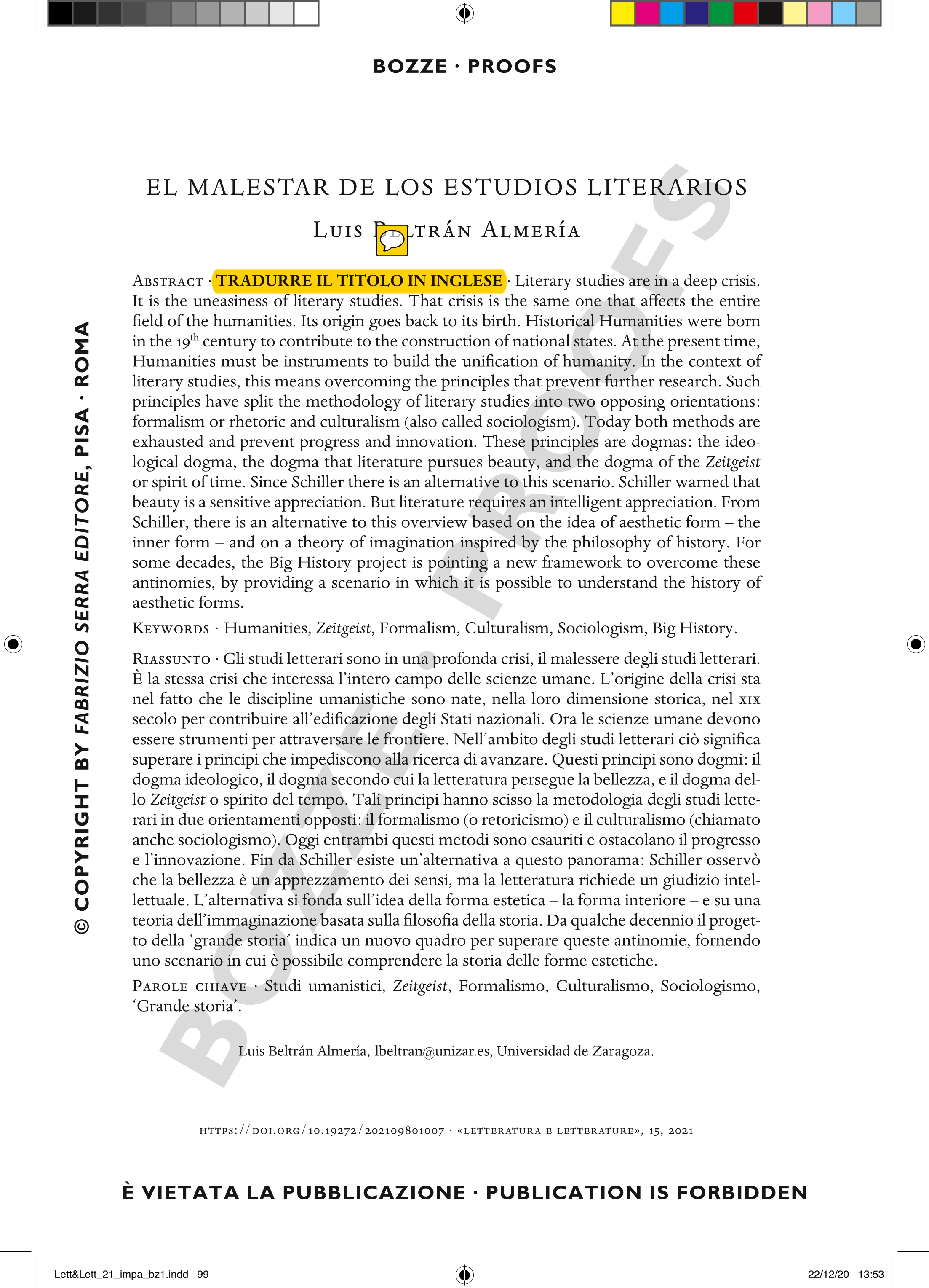 The uneasiness of literary studies