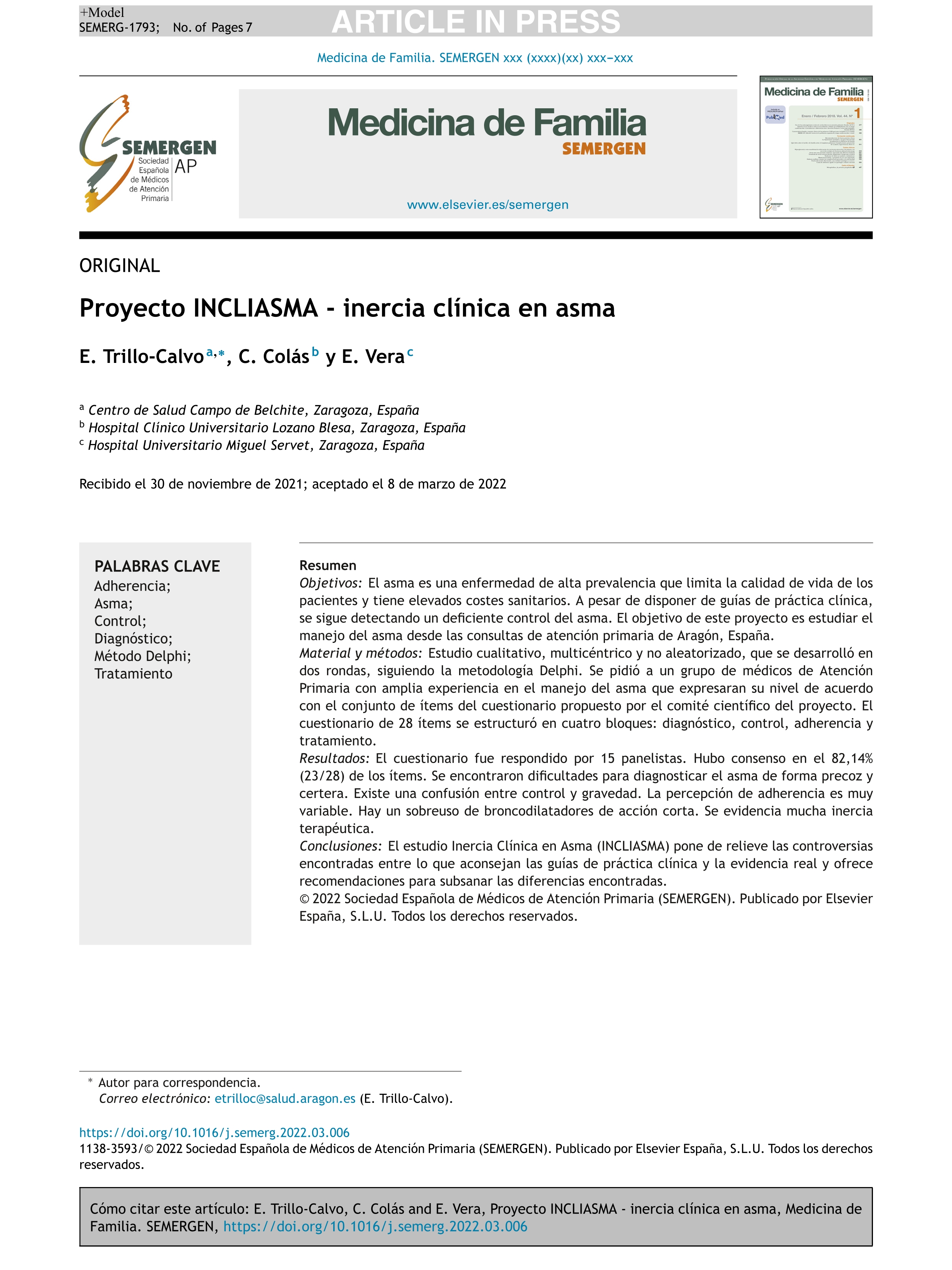 Proyecto incliasma - inercia clínica en asma