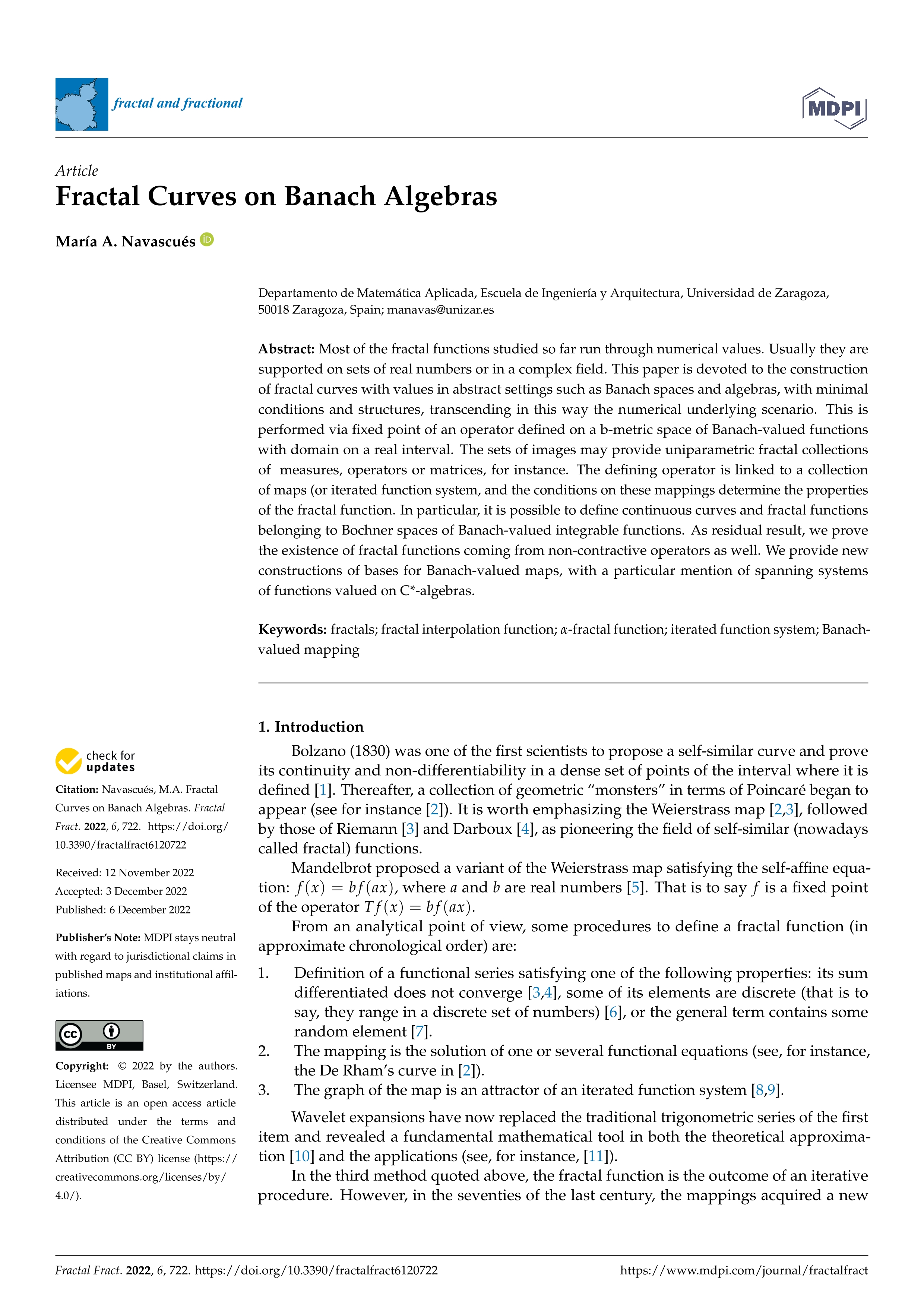 Fractal curves on Banach algebras
