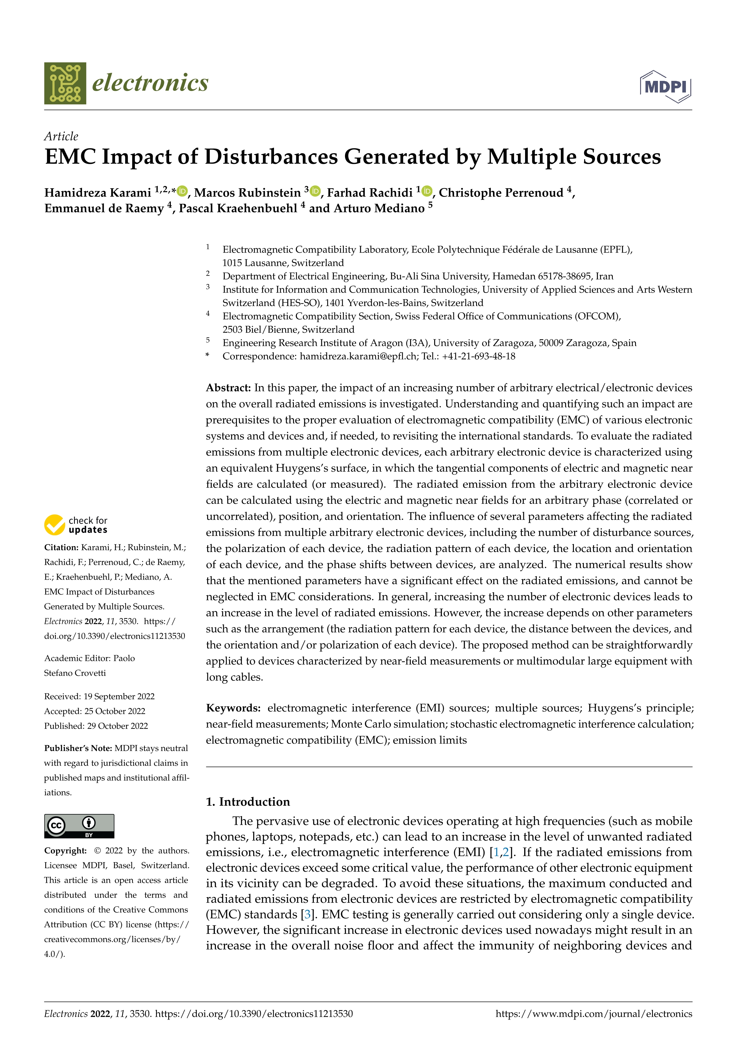 EMC Impact of Disturbances Generated by Multiple Sources