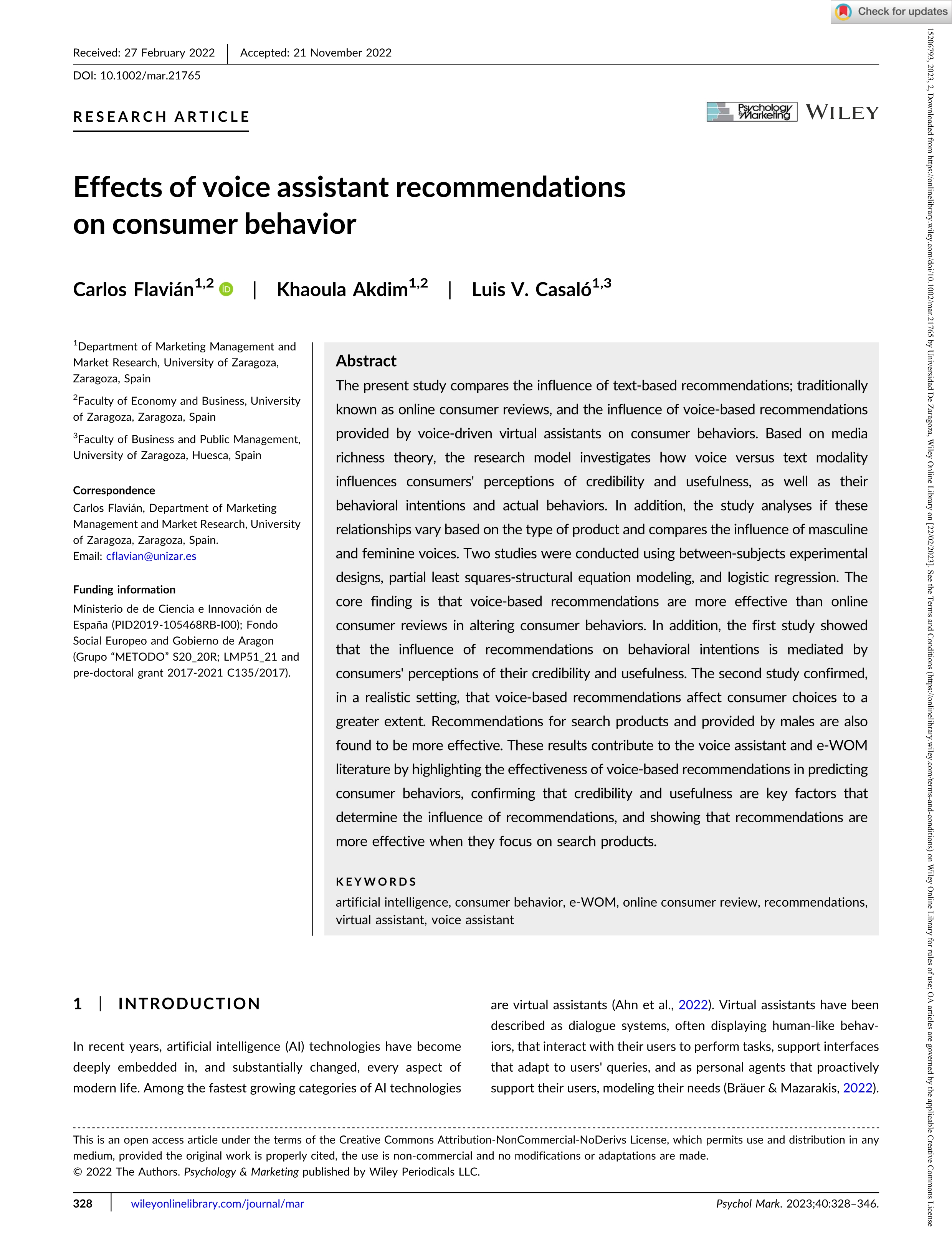 Effects of voice assistant recommendations on consumer behavior