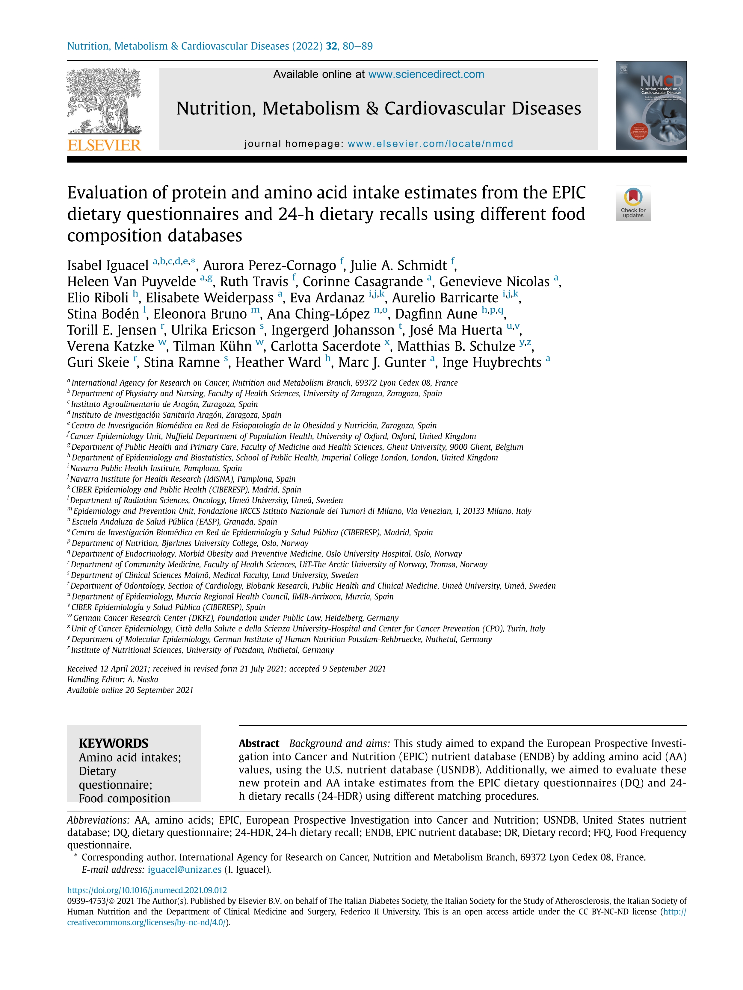 Evaluation of protein and amino acid intake estimates from the EPIC dietary questionnaires and 24-h dietary recalls using different food composition databases