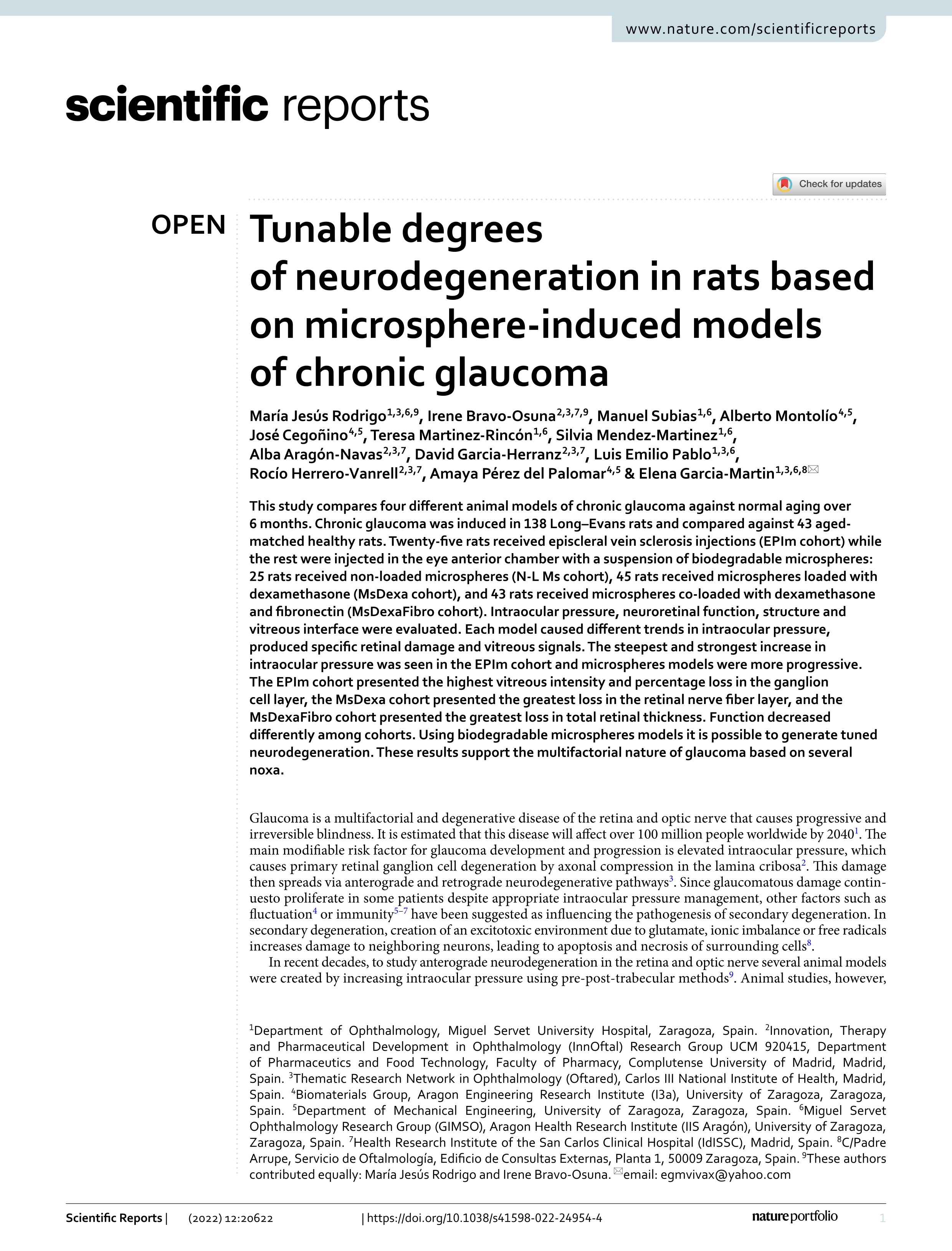 Tunable degrees of neurodegeneration in rats based on microsphere-induced models of chronic glaucoma