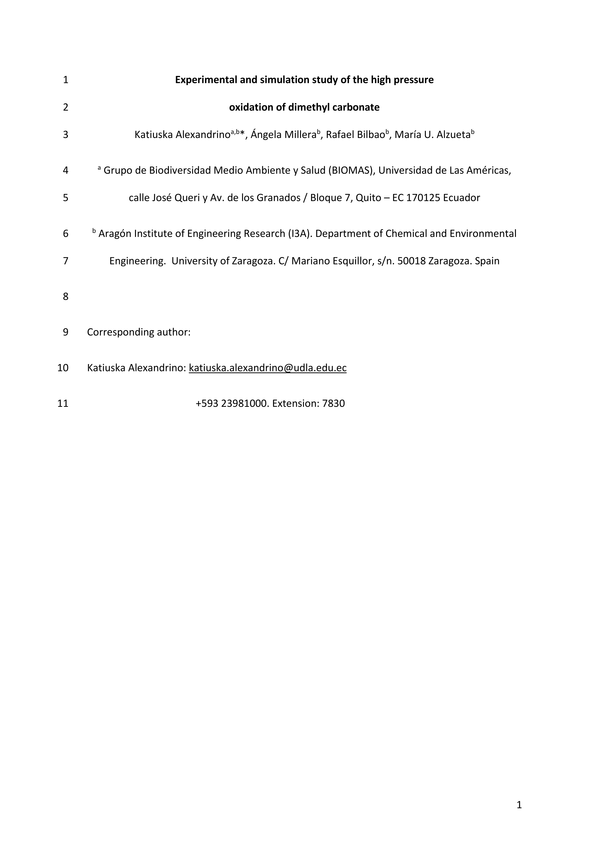 Experimental and simulation study of the high pressure oxidation of dimethyl carbonate