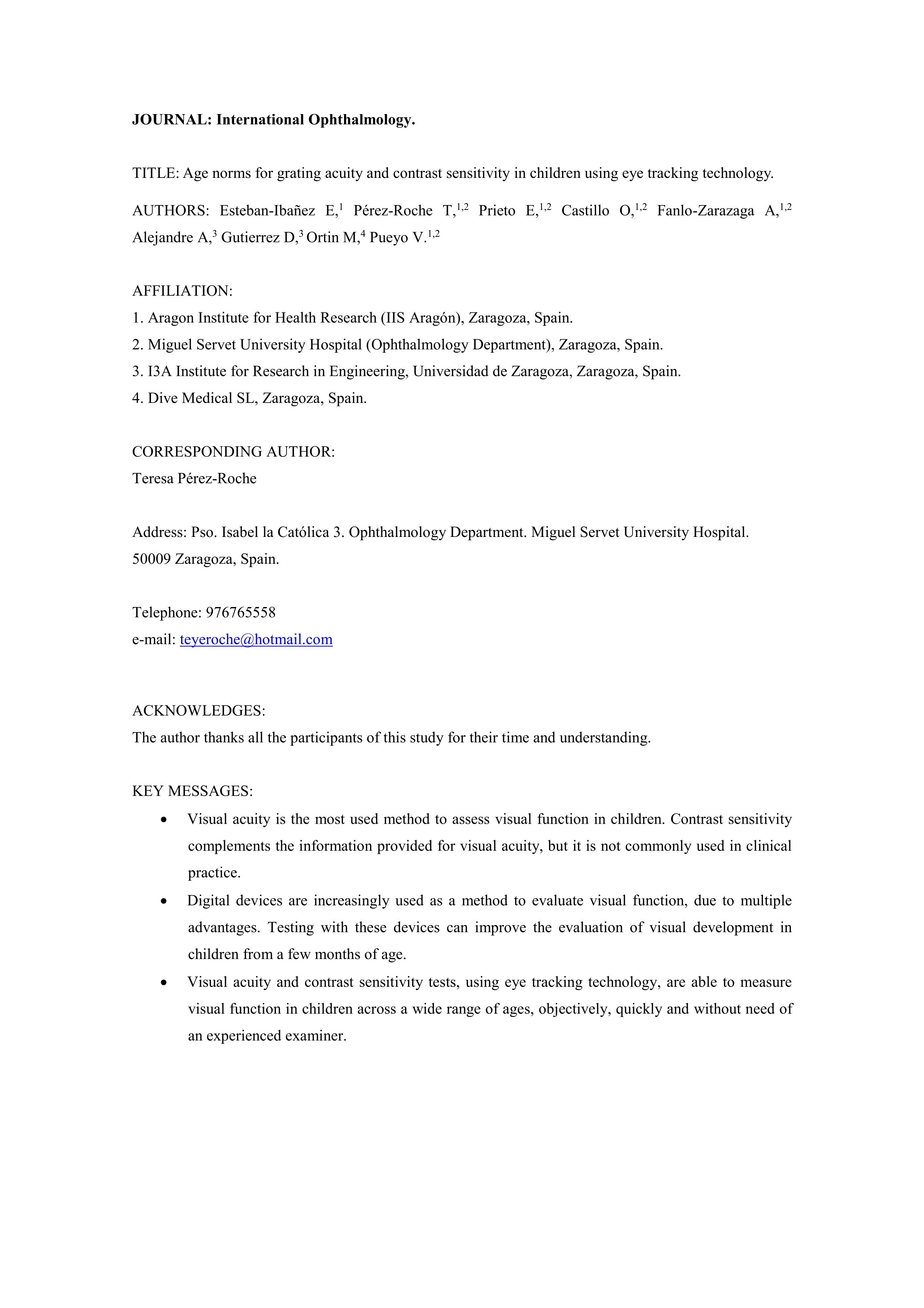 Age norms for grating acuity and contrast sensitivity in children using eye tracking technology