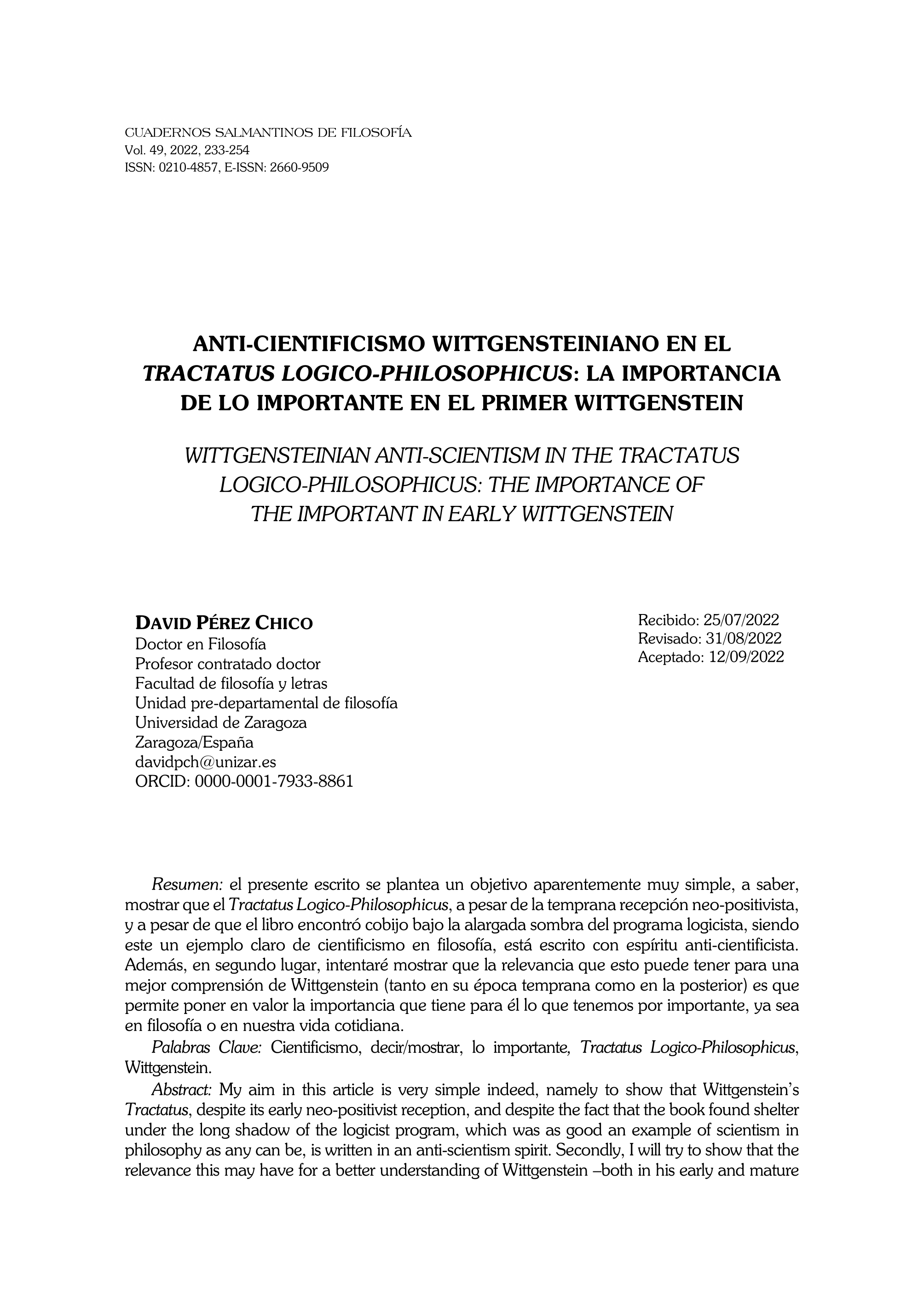 Anti-cientifismo wittgensteiniano en el Tractatus logico-philosophicus