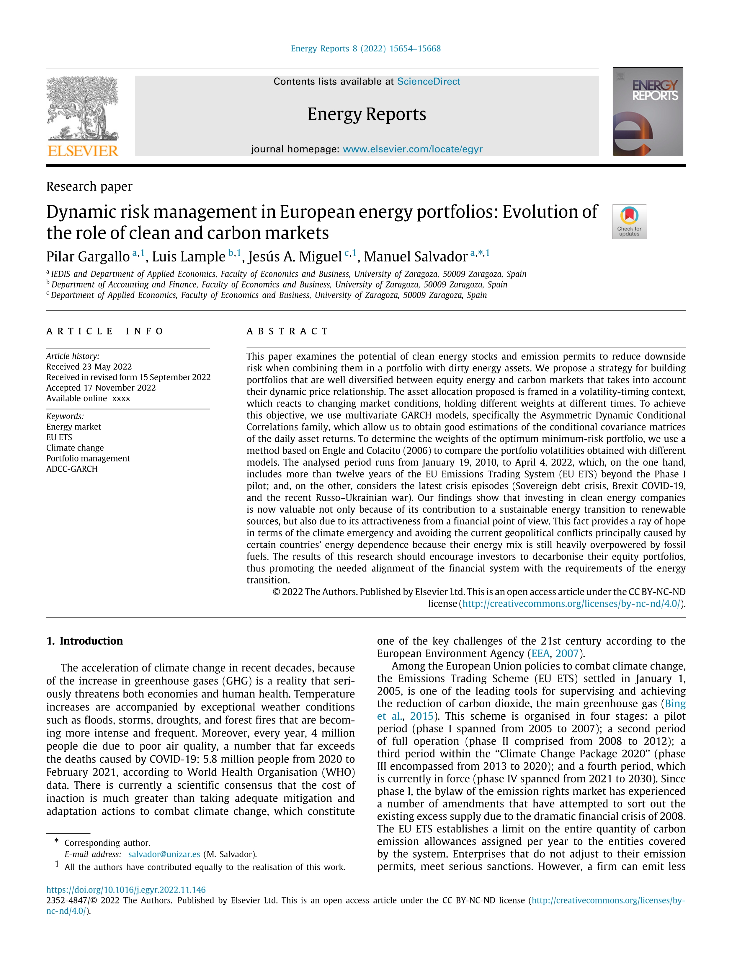 Dynamic risk management in European energy portfolios: Evolution of the role of clean and carbon markets