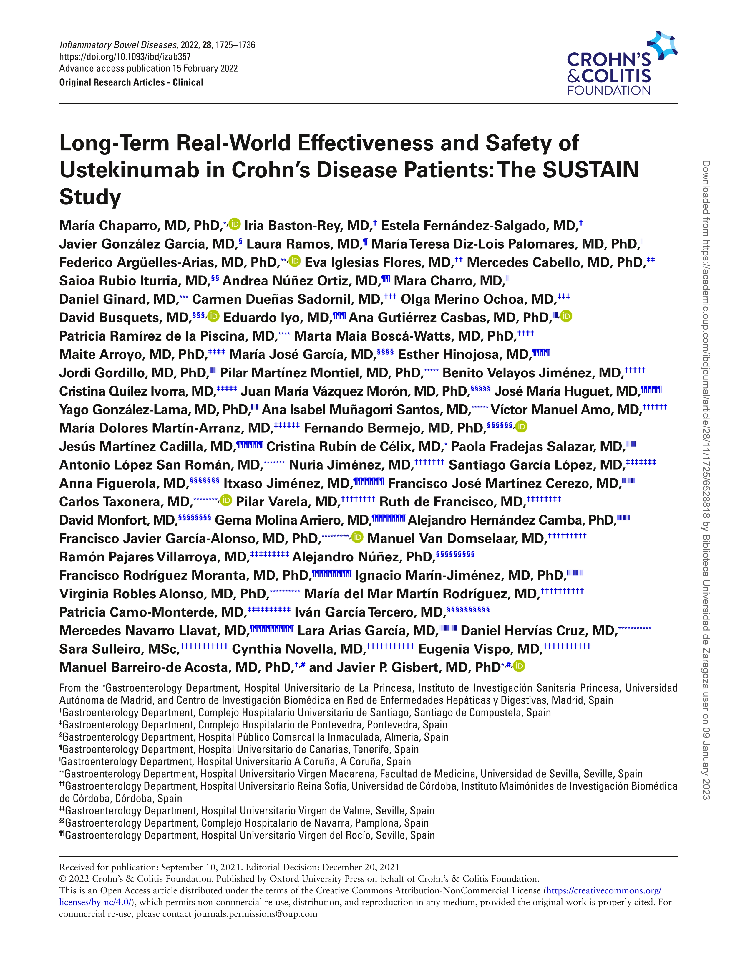 Long-Term Real-World Effectiveness and Safety of Ustekinumab in Crohn’s Disease Patients: The SUSTAIN Study