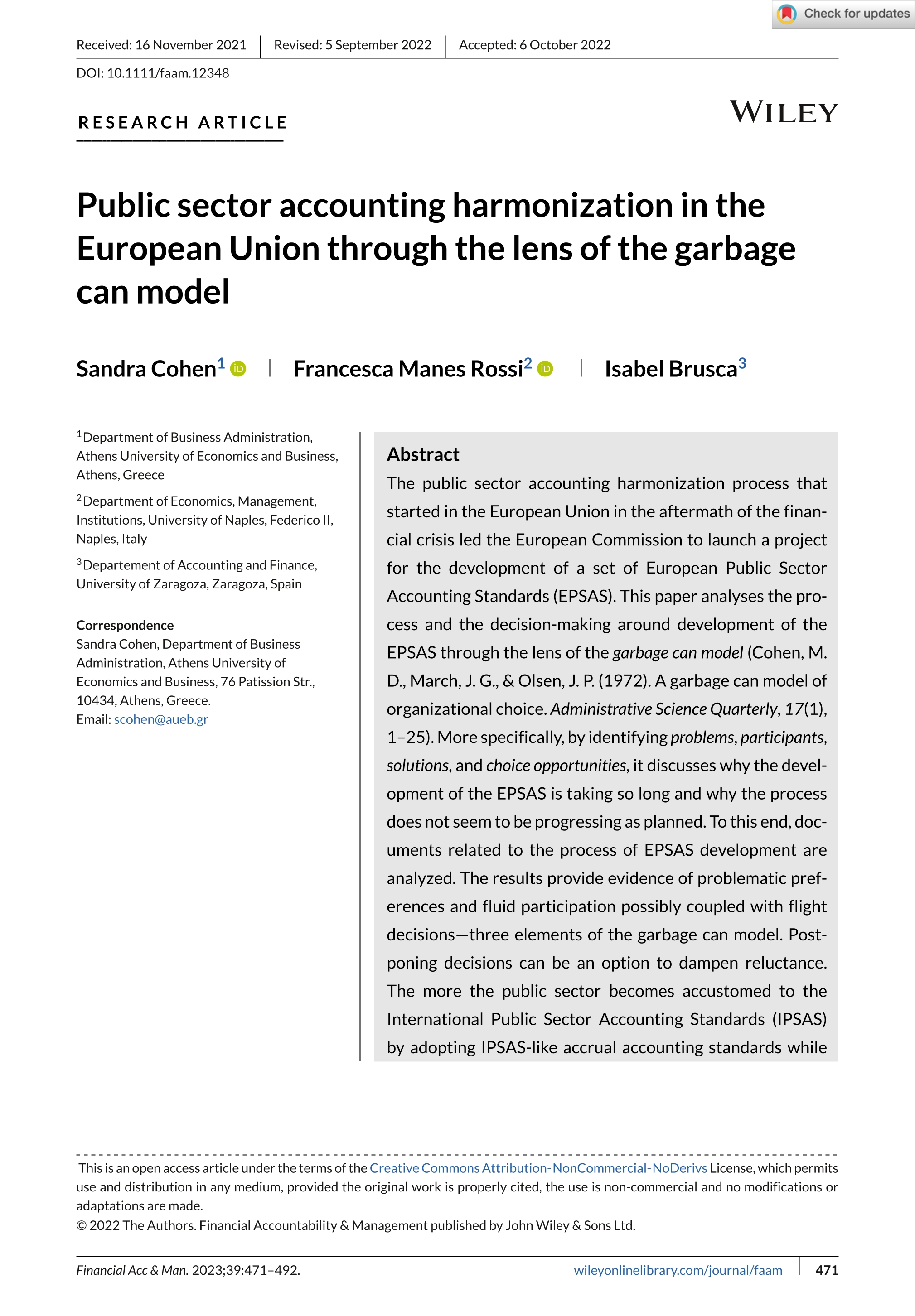 Public sector accounting harmonization in the European Union through the lens of the garbage can model