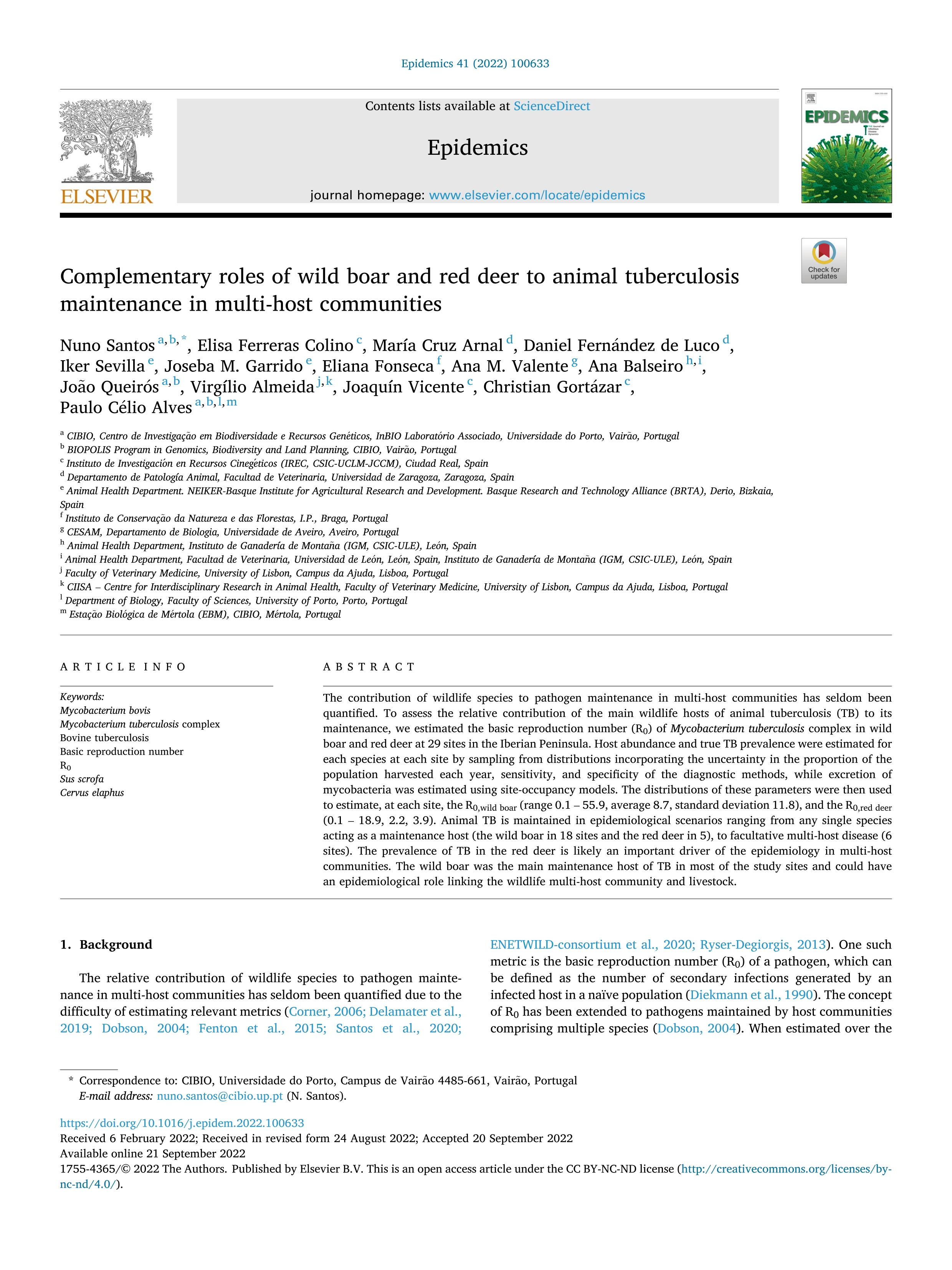 Complementary roles of wild boar and red deer to animal tuberculosis maintenance in multi-host communities