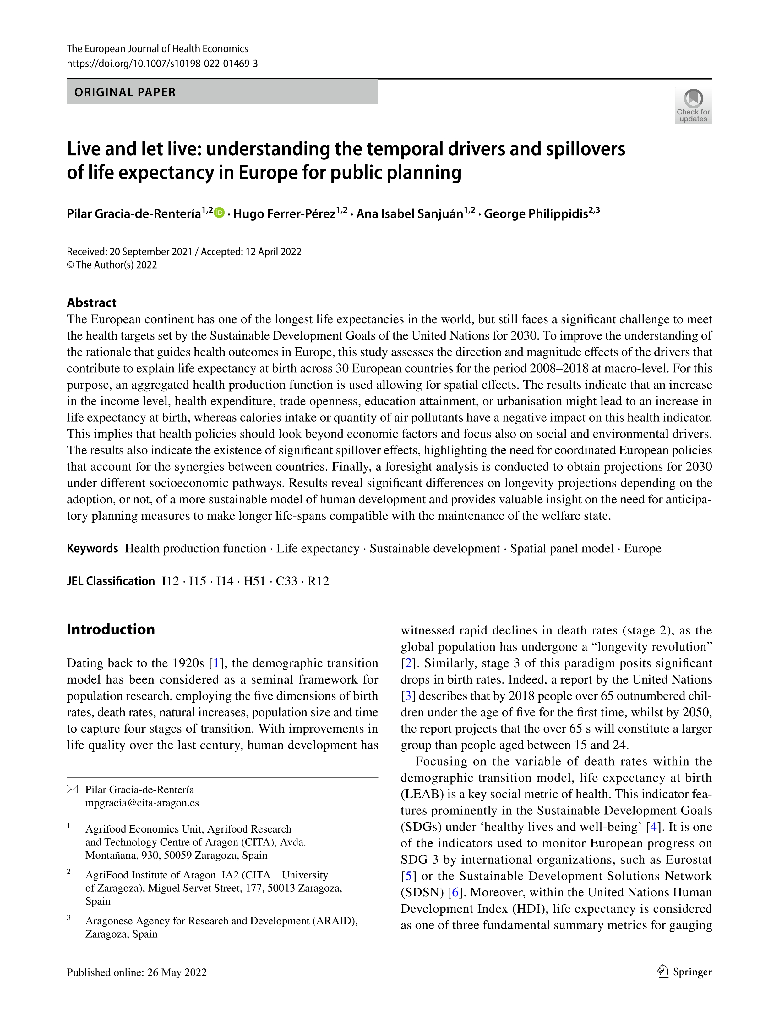 Live and let live: understanding the temporal drivers and spillovers of life expectancy in Europe for public planning