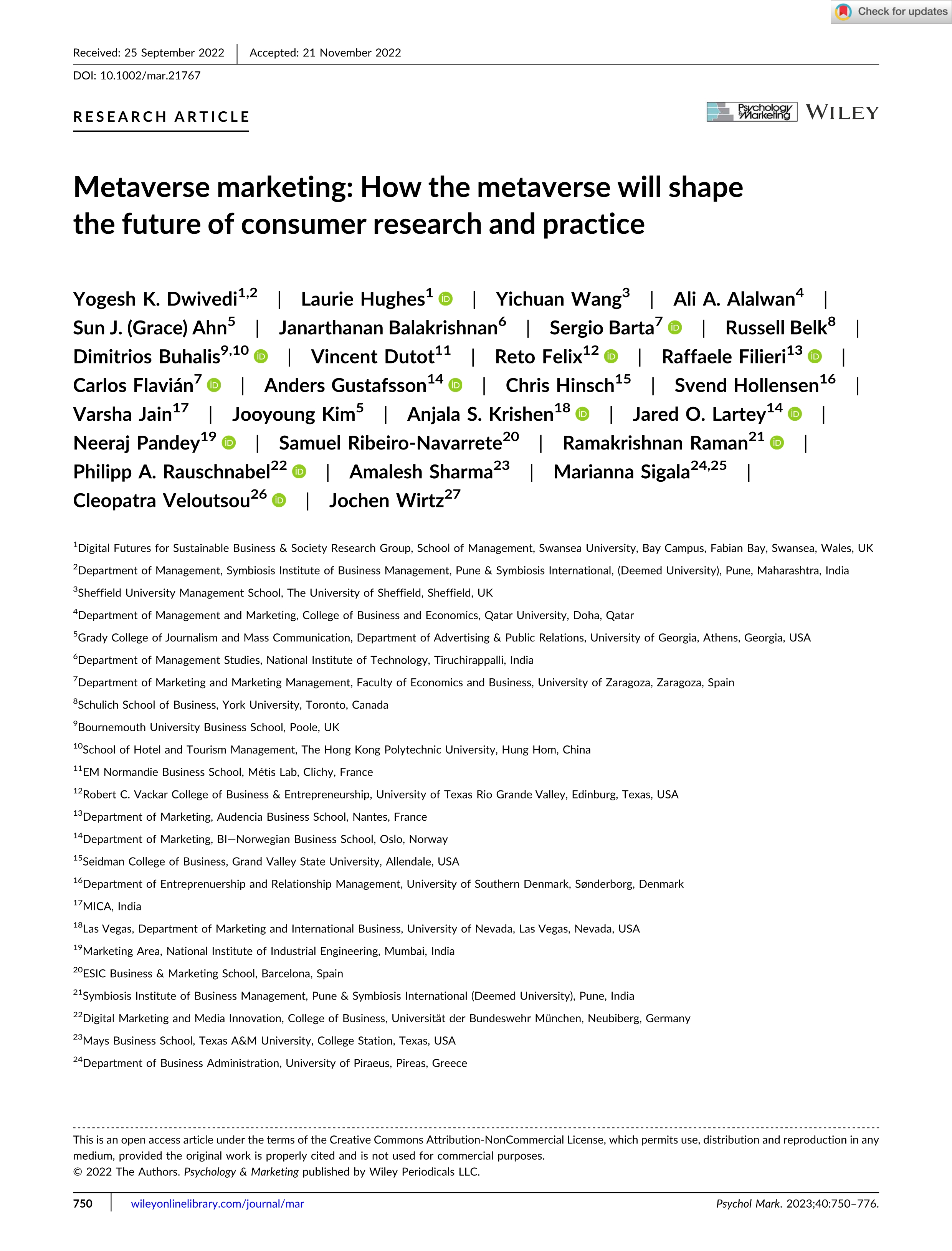 Metaverse marketing: How the metaverse will shape the future of consumer research and practice