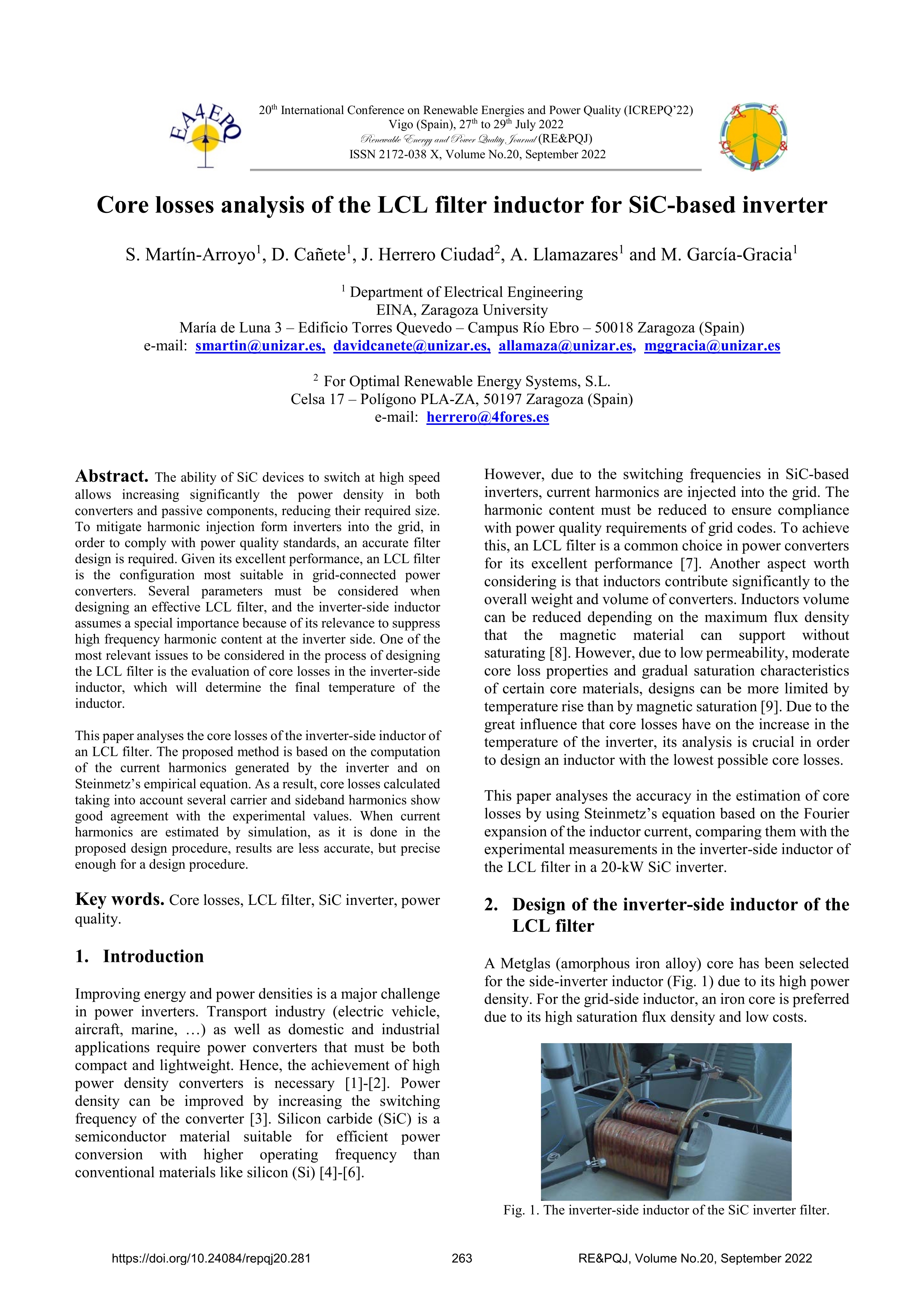 Core losses analysis of the LCL filter inductor for SiC-based inverter