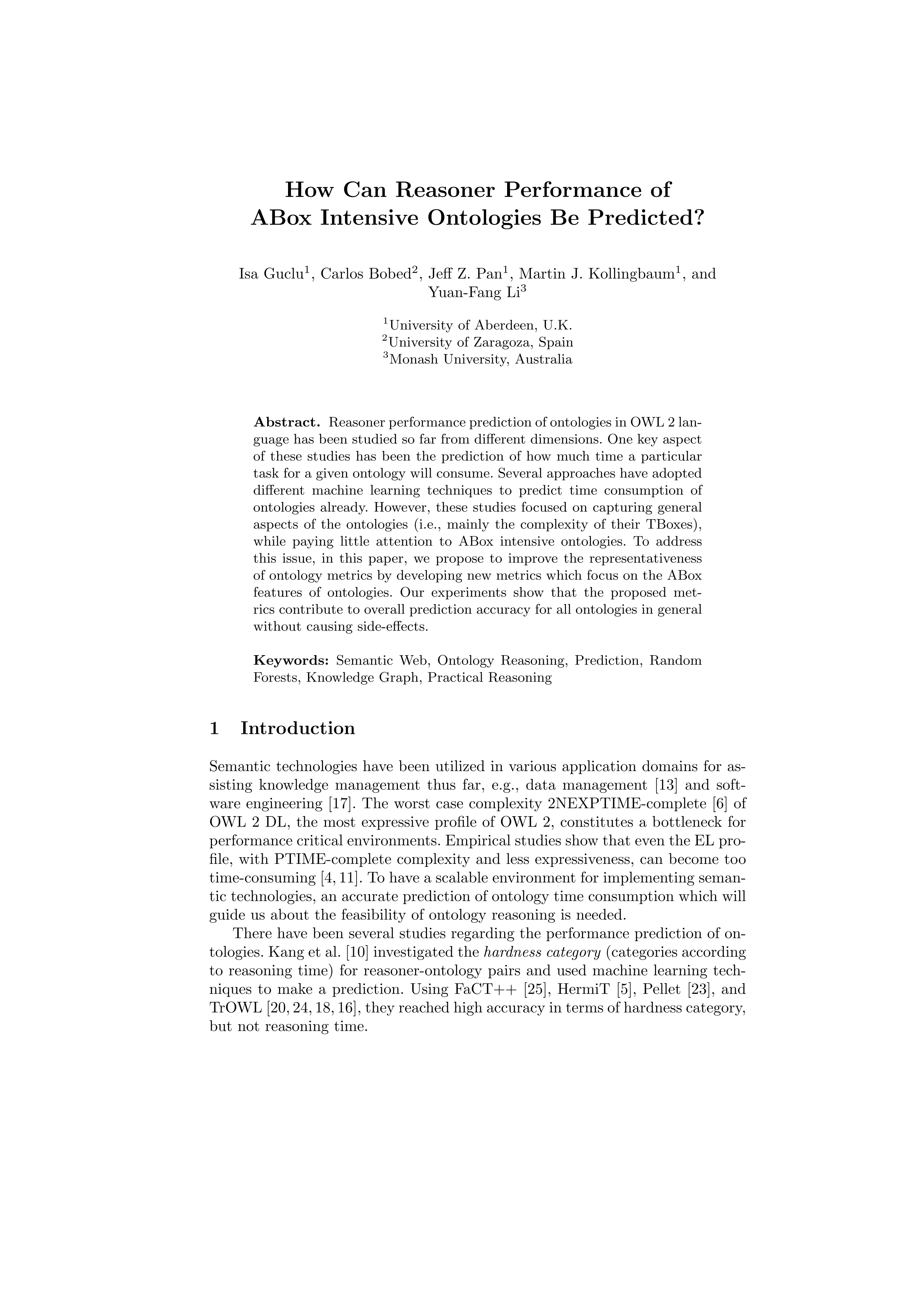 How Can Reasoner Performance of ABox Intensive Ontologies Be Predicted?