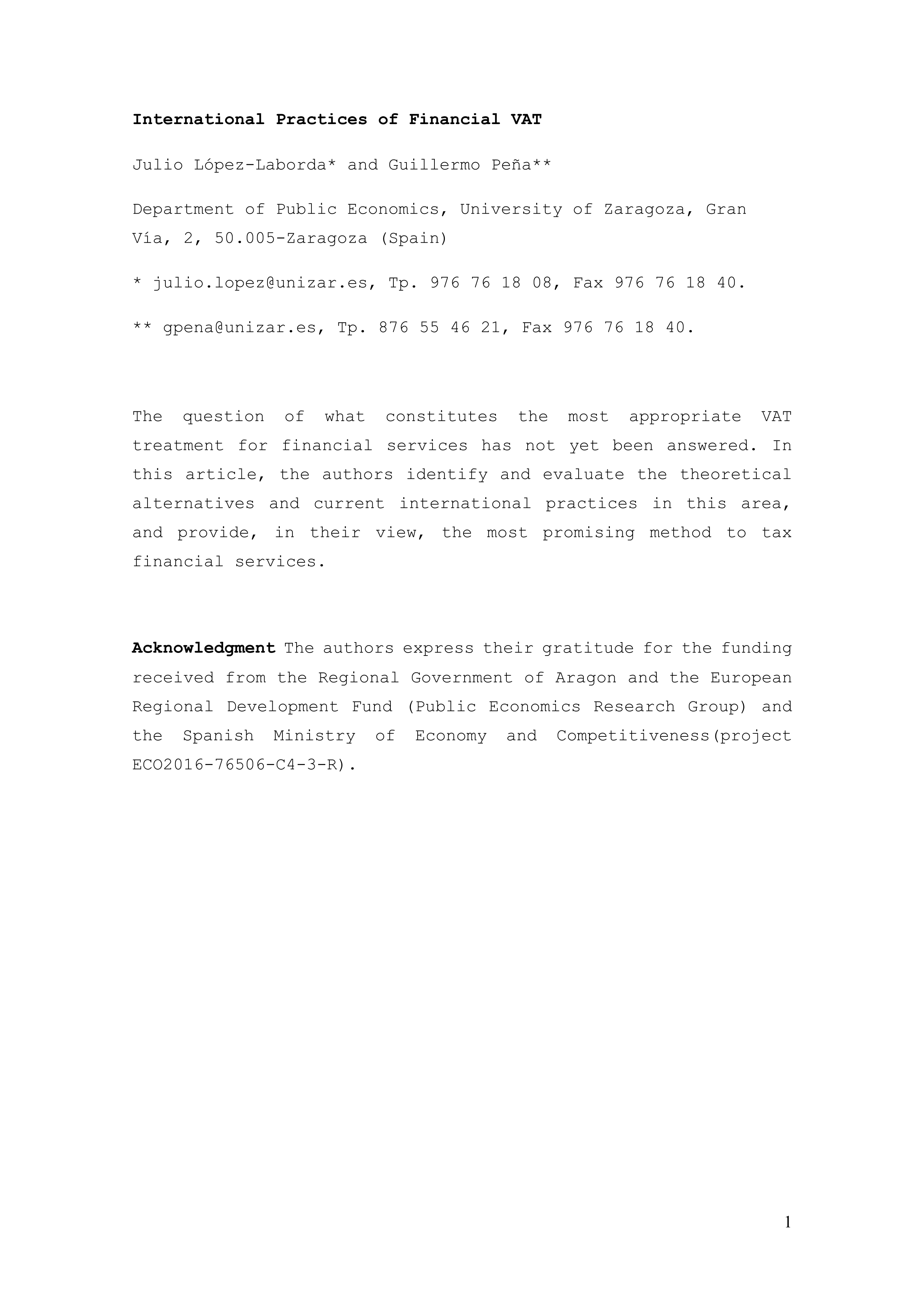 International Practices of Financial VAT